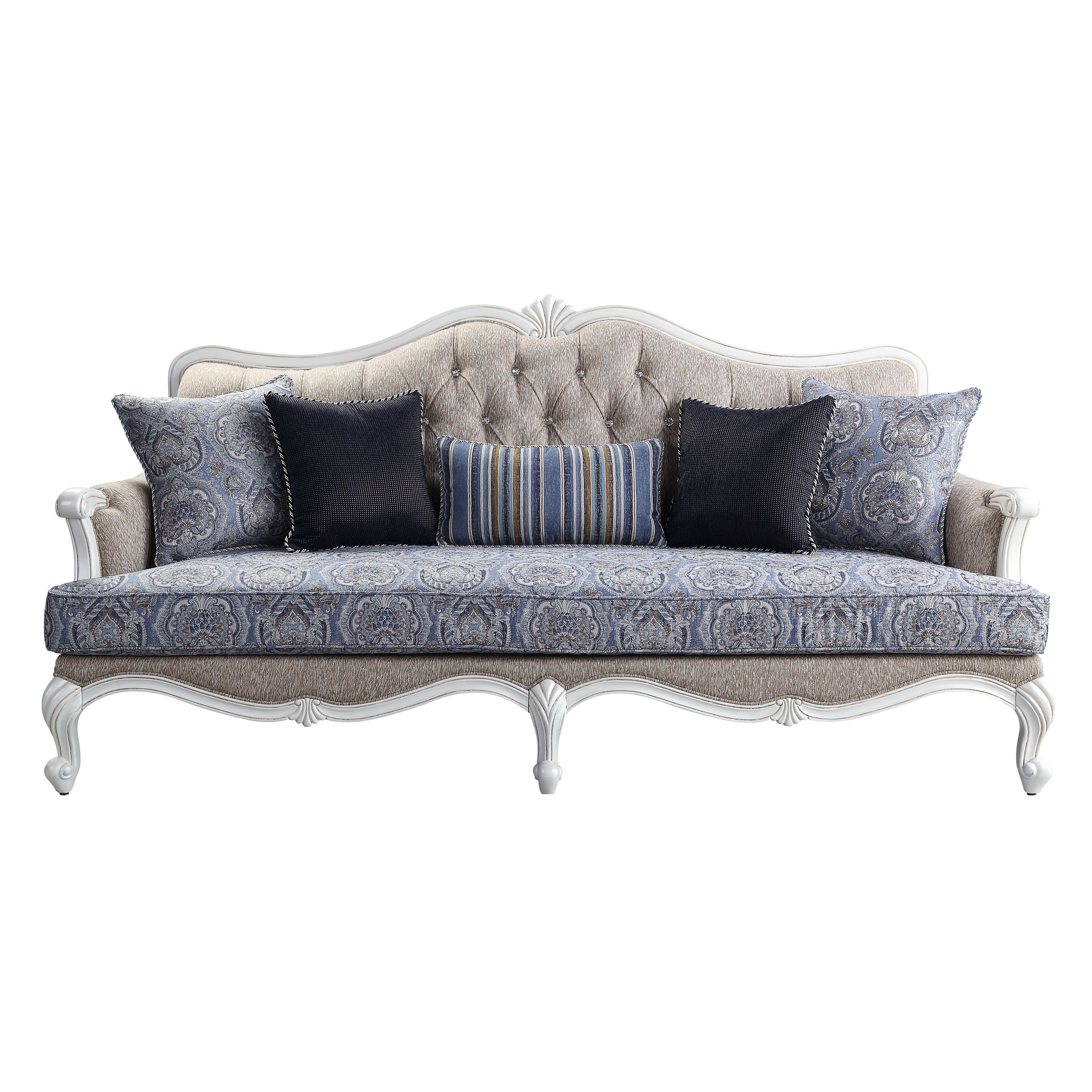 Ciddrenar - Sofa With 5 Pillows - Fabric & White, blue, view 2