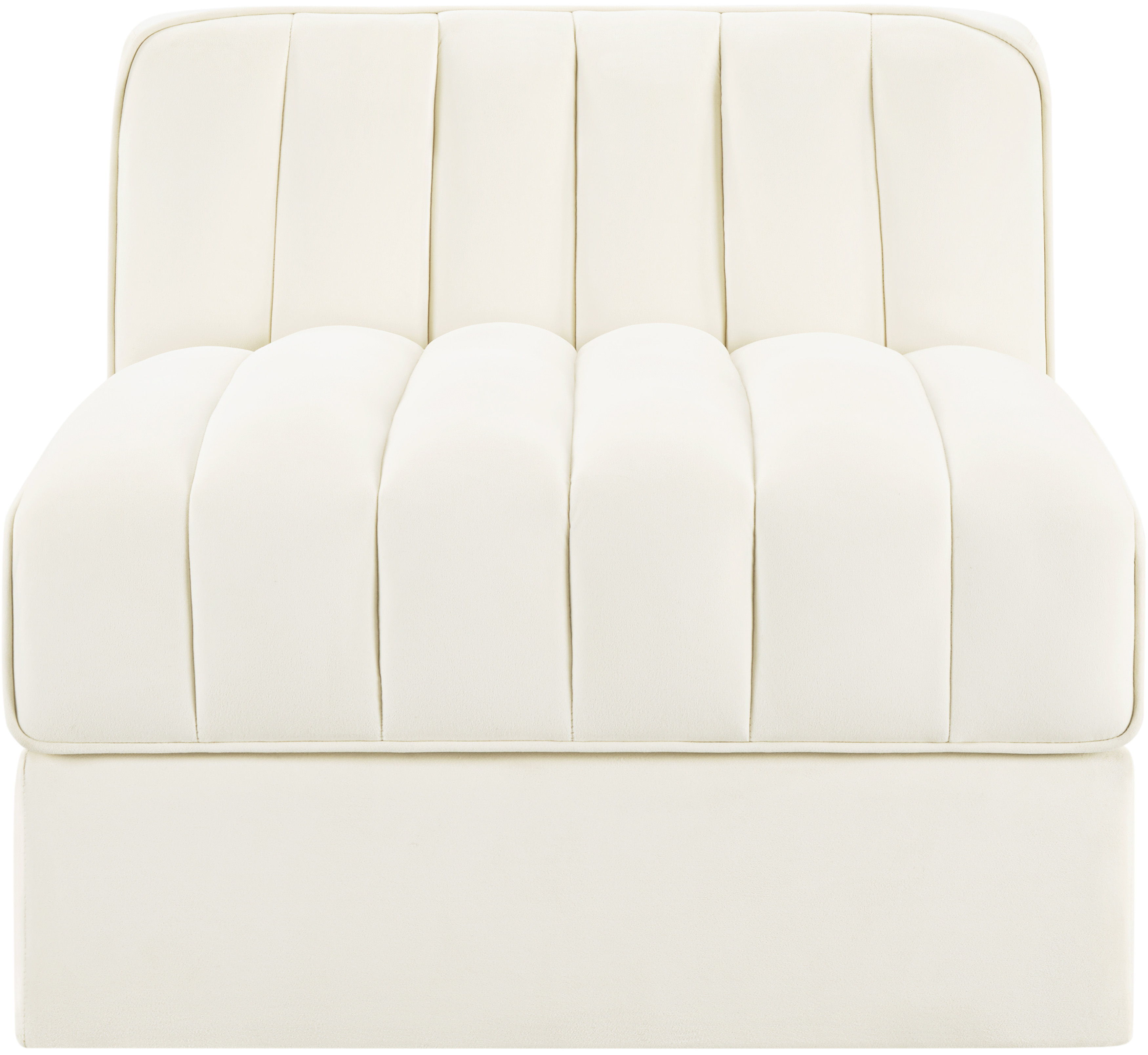 Rummi - Velvet Performance Fabric Upholstered Modular Armless Chair - Cream