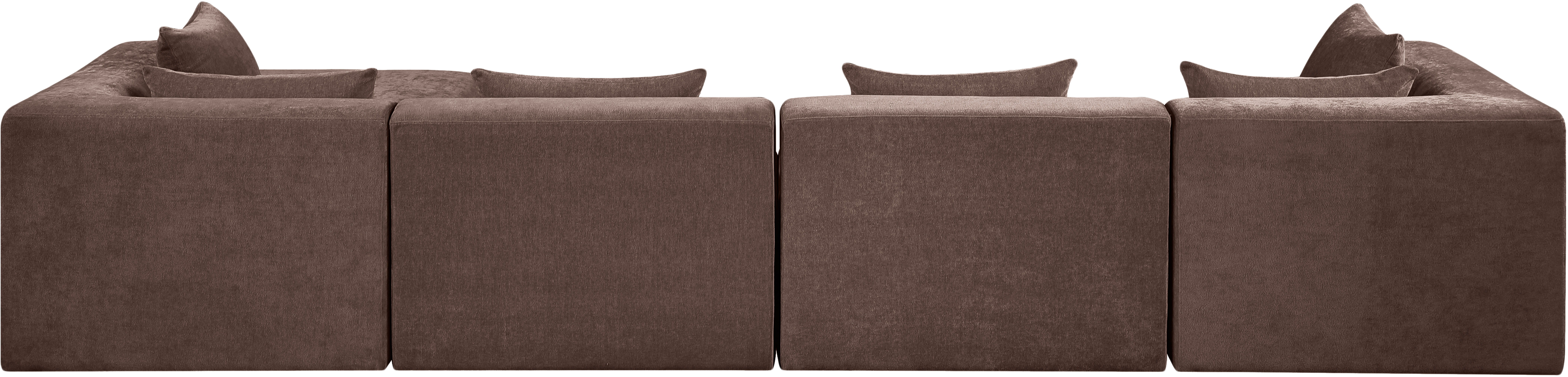 Stellar - 5 Piece Chenille Fabric 152" Upholstered Modular Sectional - Brown