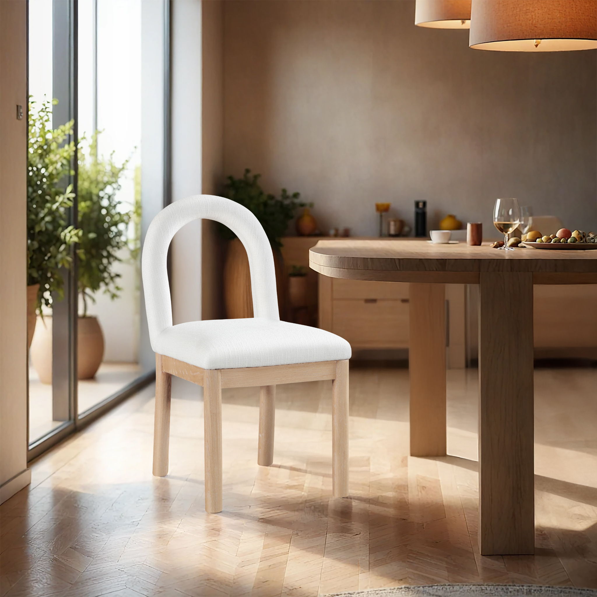 Conrad - Linen Dining Chair With Natural Legs - Cream