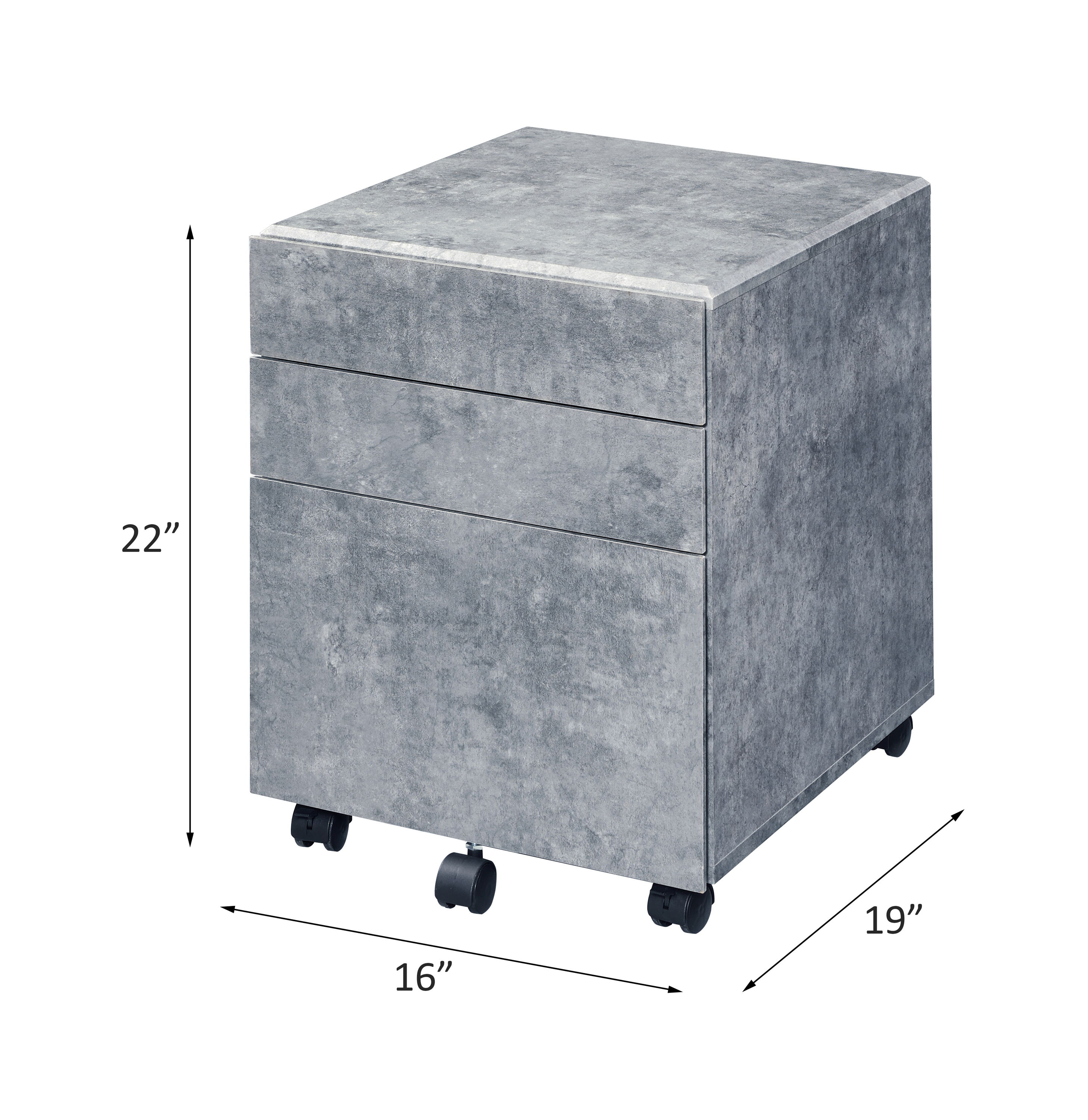 Jurgen - File Cabinet - Faux Concrete & Silver, gray, view 4