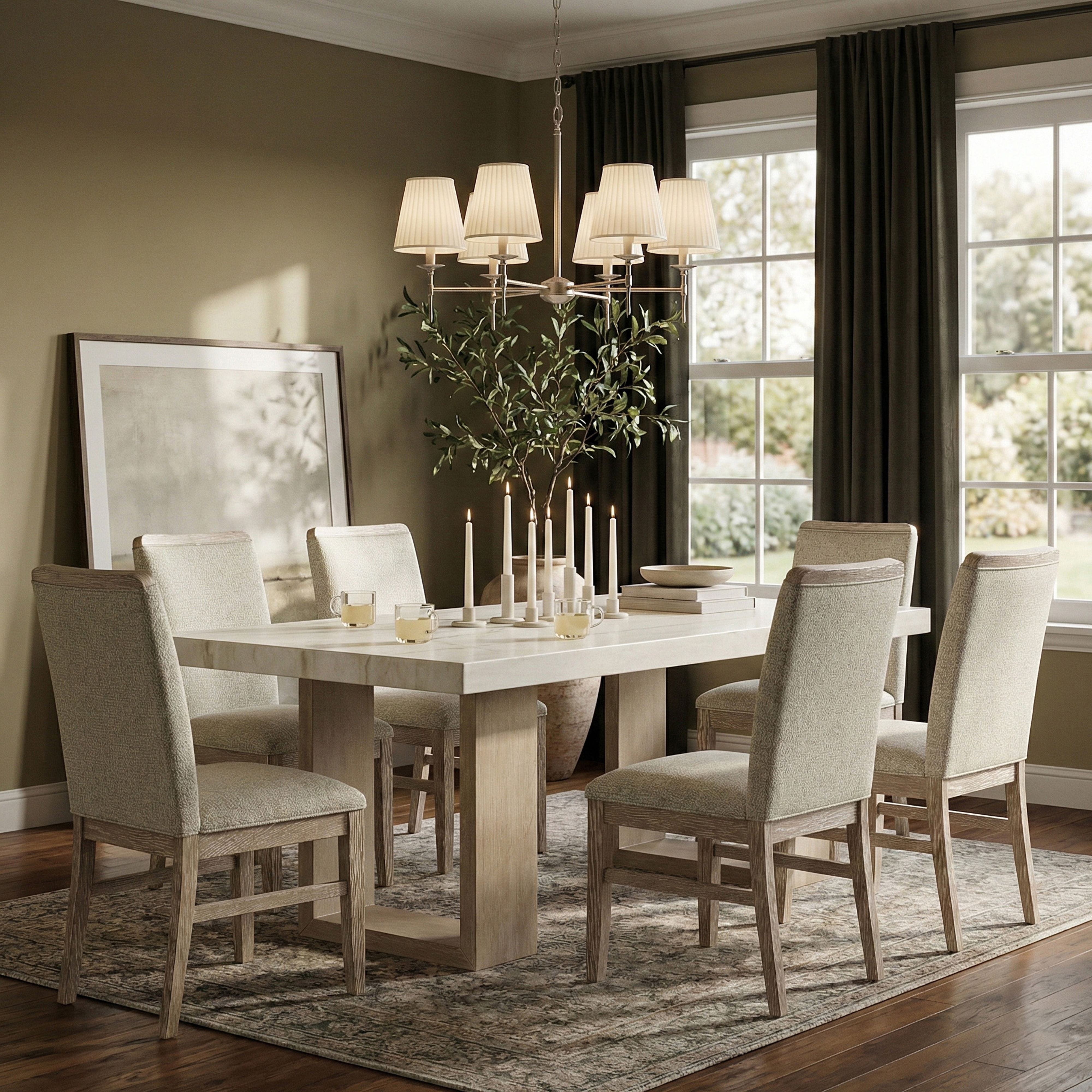 Ananda - 84" Marble Dining Table - White