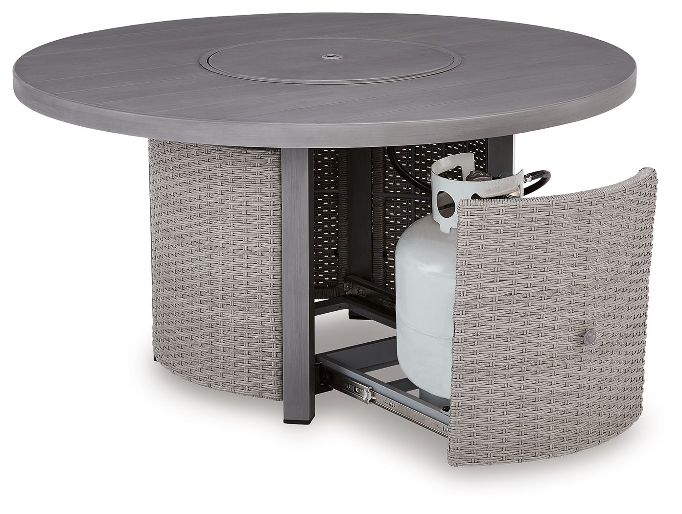Ashley Furniture Half Moon Beach - Round Fire Pit Table - Gray - Image 5