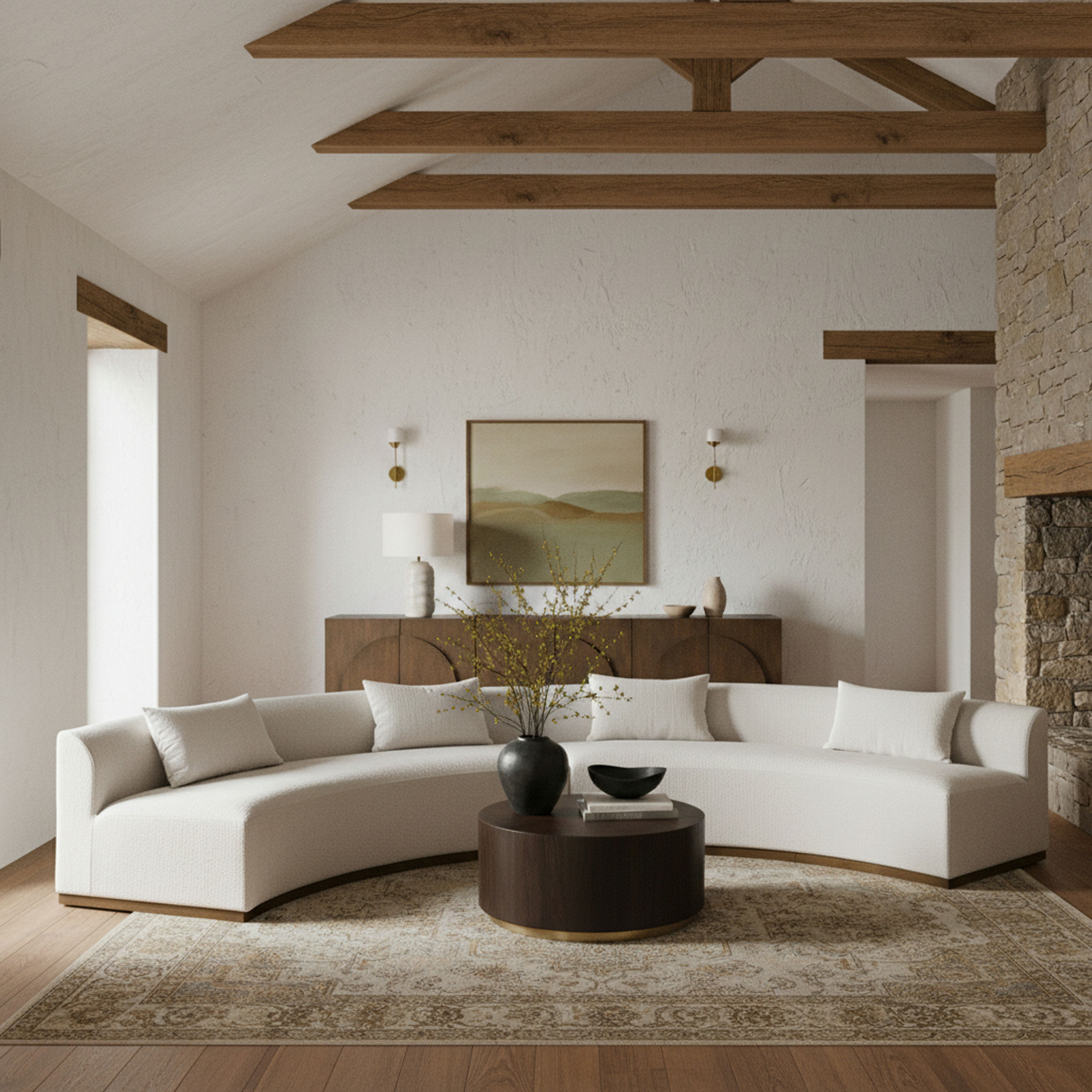 Avanti - 182.5" Chenille Fabric Upholstered 2 Piece Modular Sectional - Cream