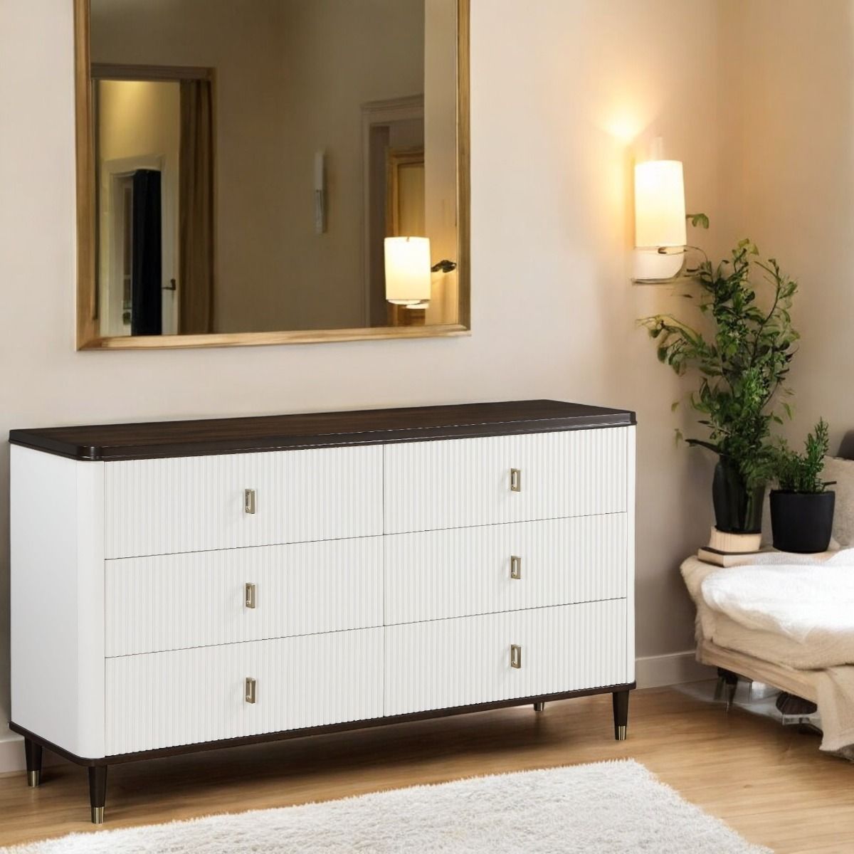 Carena - Dresser With Jewelry Tray - White & Brown, white, view 7