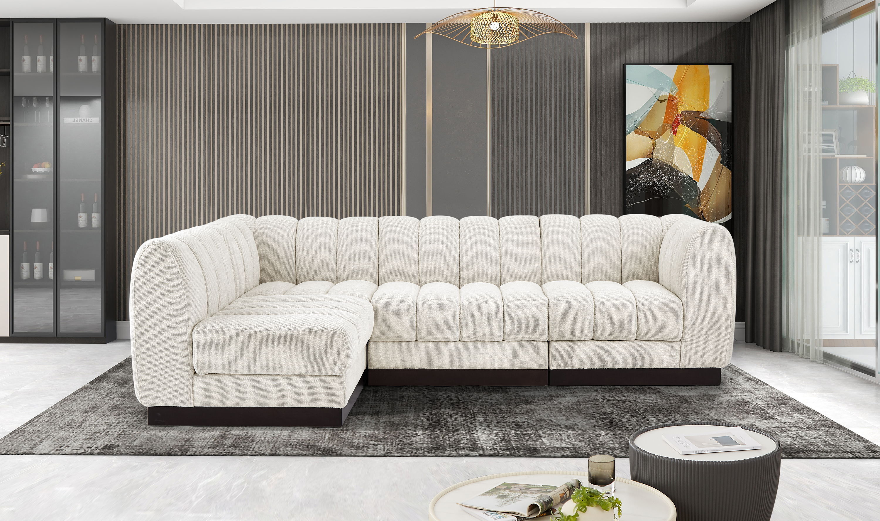 Quinn - 4 Piece Modular Sectional - Cream