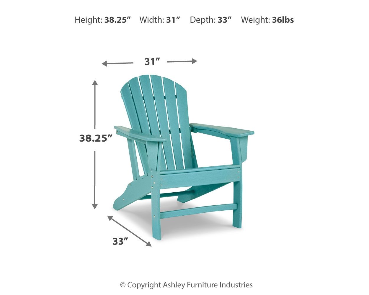 Ashley Furniture Sundown Treasure - Adirondack Chair - Turquoise - Image 4