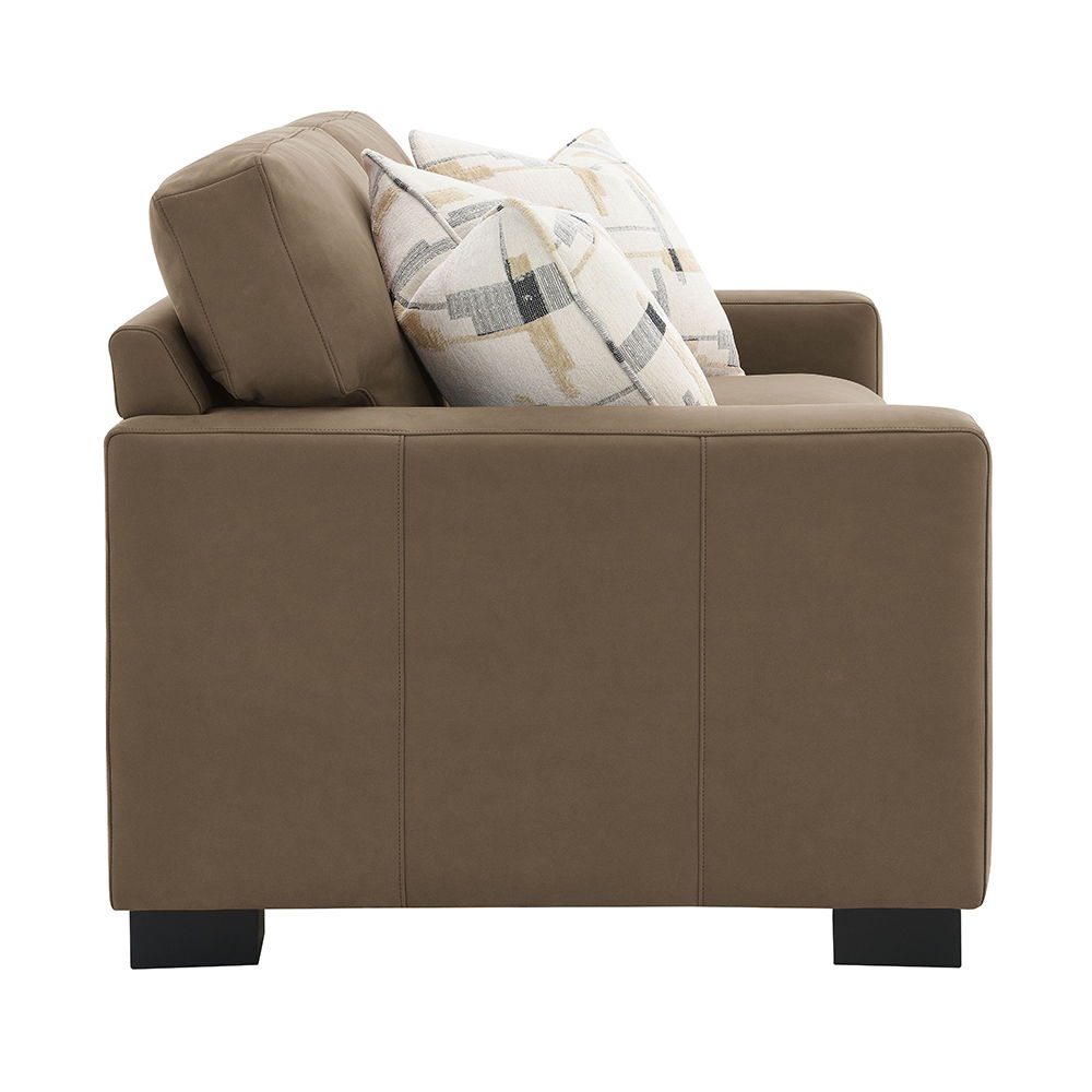 Darya - Loveseat With 3 Pillows - Brown Suede Fabric, light brown, view 2