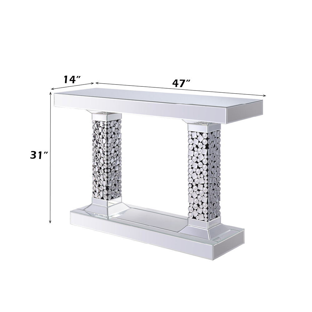 Kachina - Console Table - Mirrored & Faux Gems, silver, view 6
