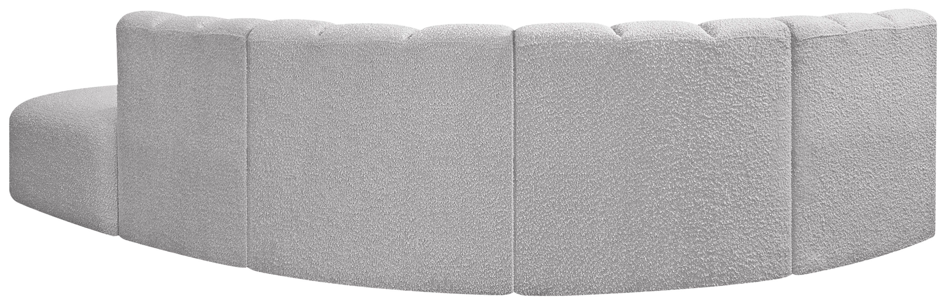 Arc - Boucle Fabric 5 Piece Corner Modular Sofa - Gray