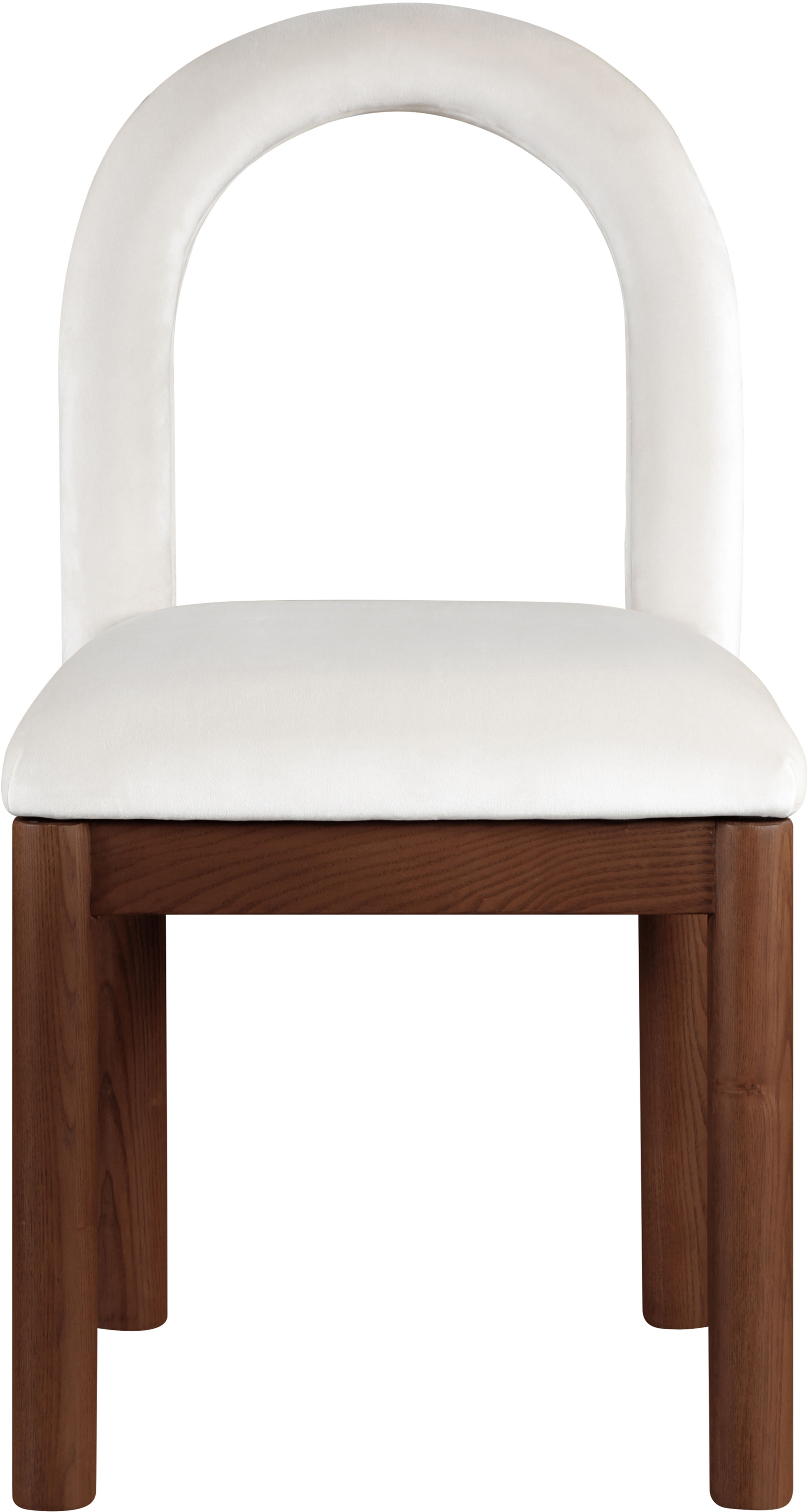 Conrad - Velvet Dining Chair With Brown Legs - White