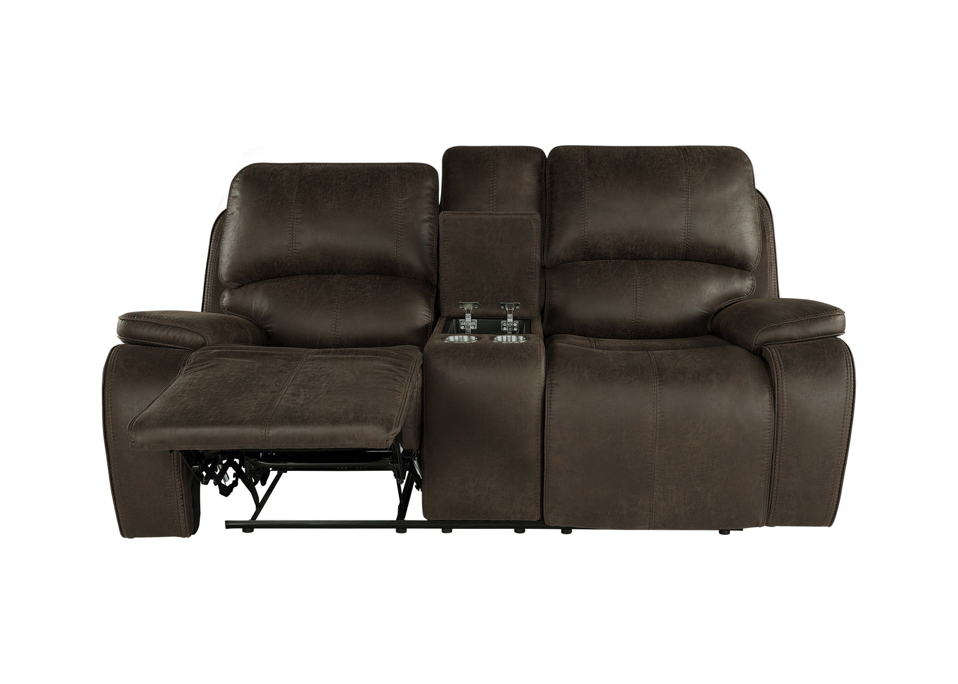 Brookings - Console Loveseat With Dual Recliners - Brown, dark brown, view 6