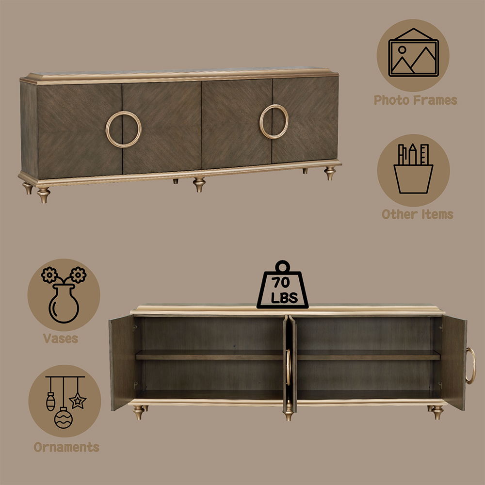 Ashtin - Console Cabinet - Brown, light brown, view 5