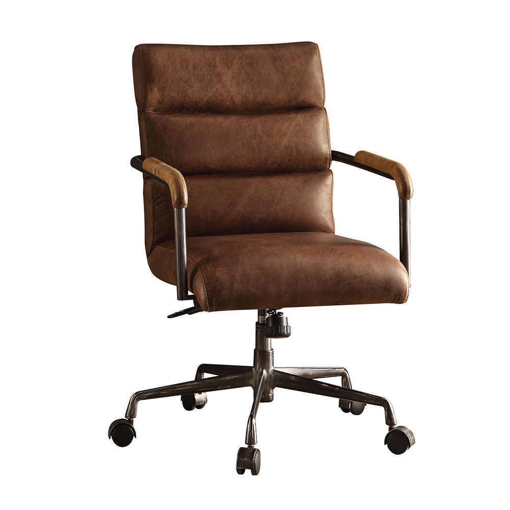 Harith - Office Chair - Retro Brown Top Grain Leather, dark brown, view 2