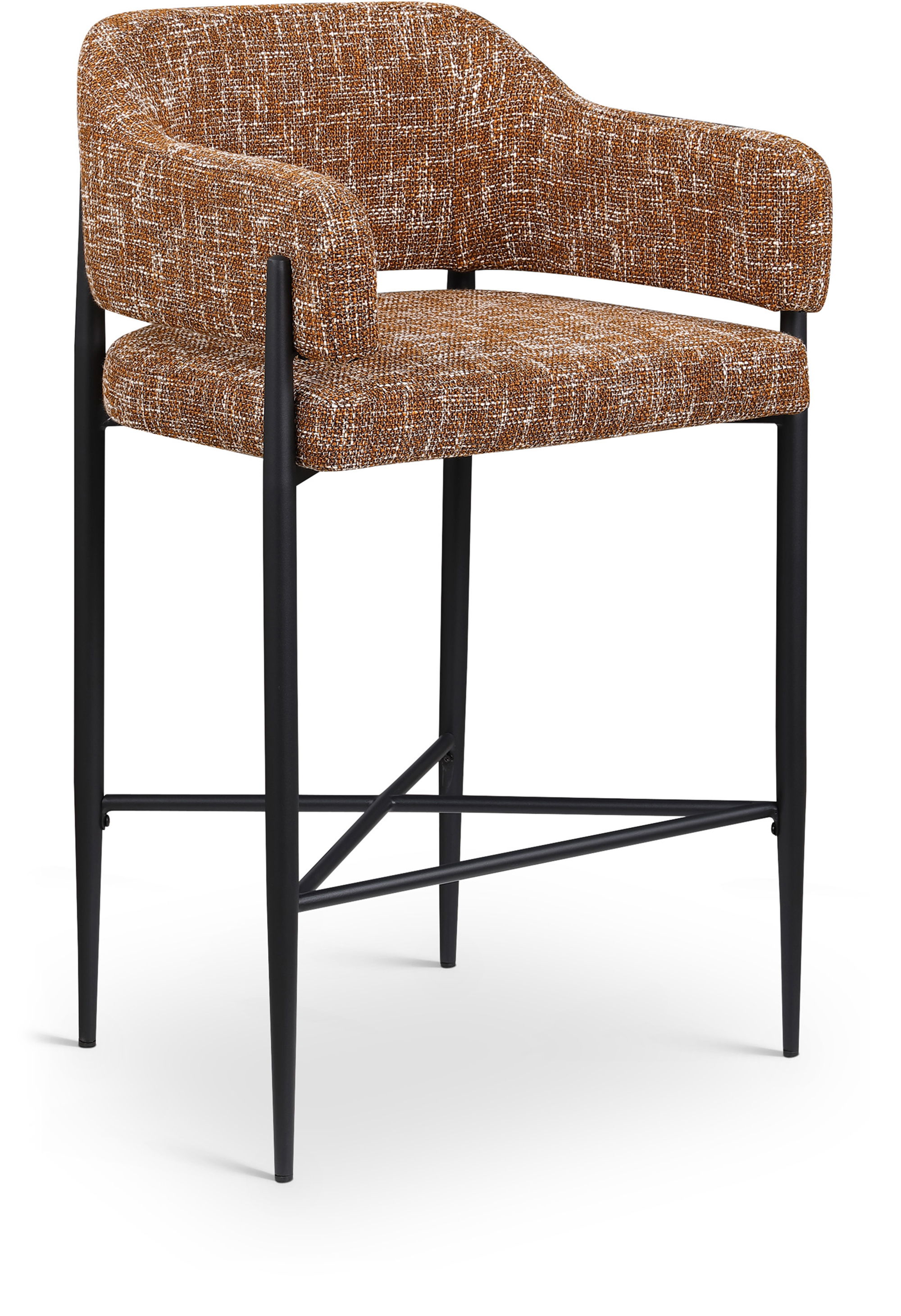 Dame - Fabric Upholstered Counter Stool (Set of 2) - Cognac