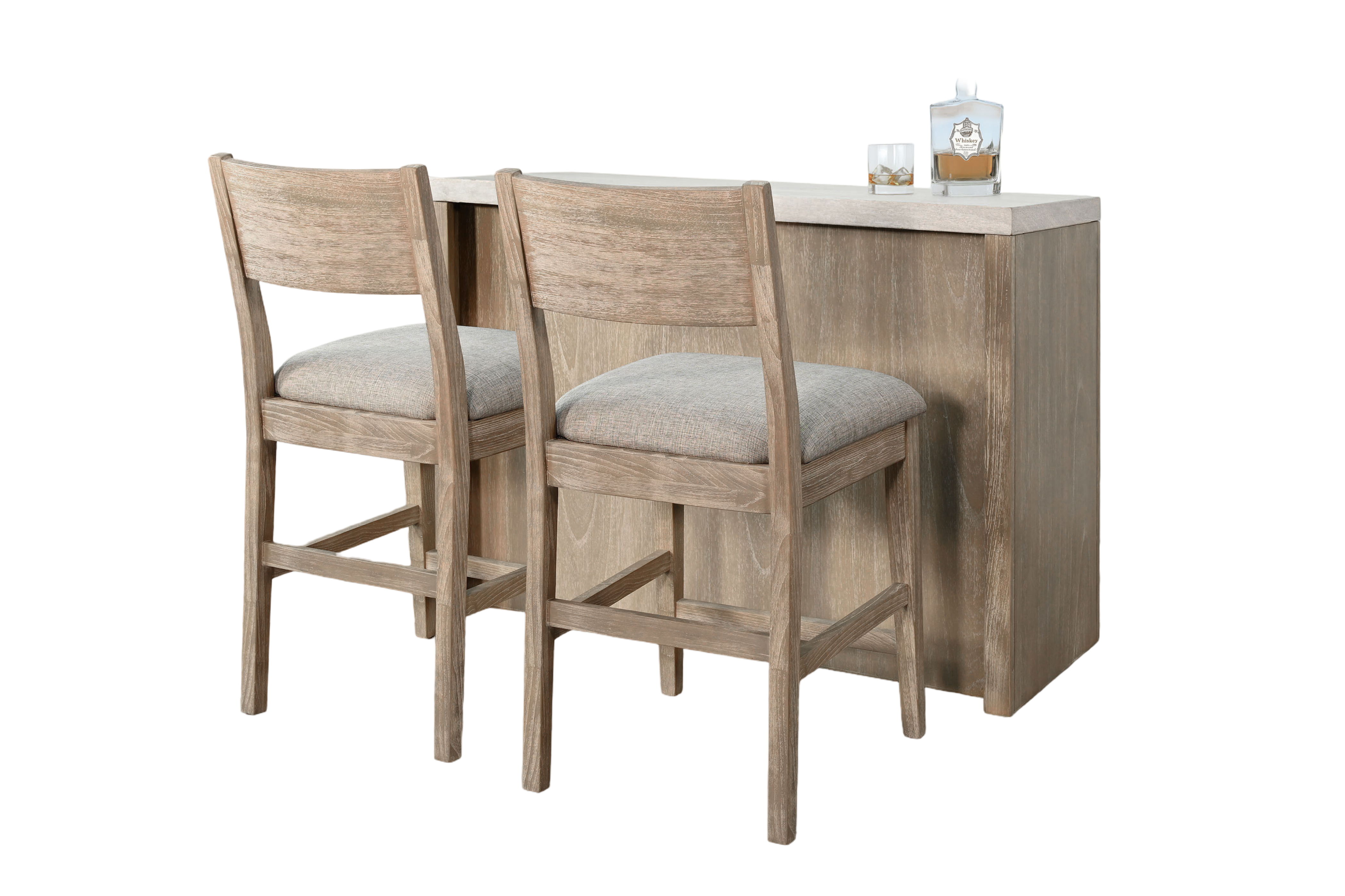 3 Piece Modern Wood Bar Set - Light Gray / Wheat Image