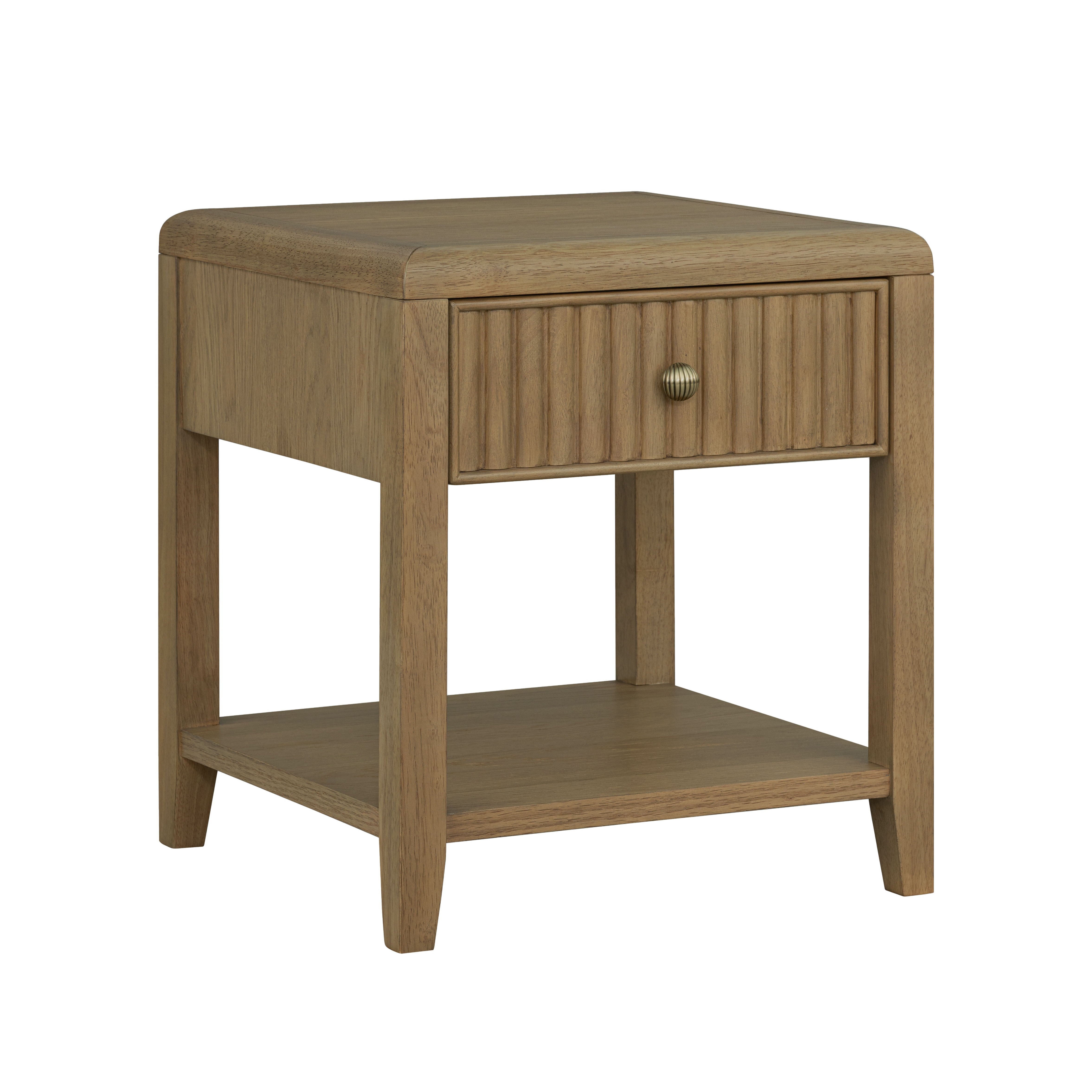 Reed - Chairside Table - Driftwood Oak, dark brown