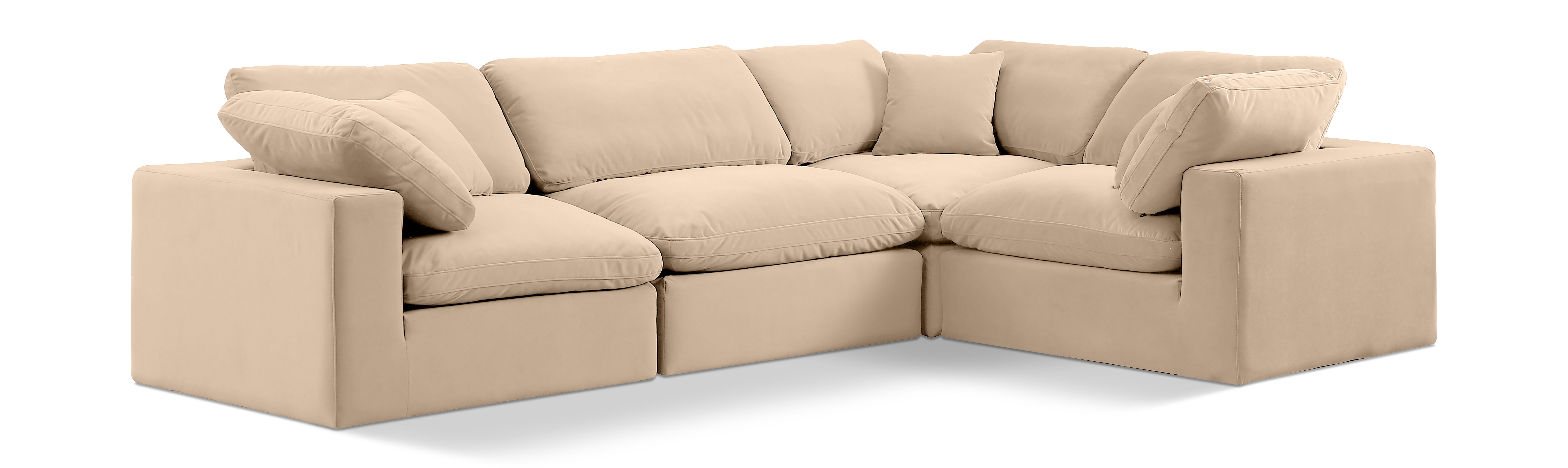 Comfy - 4 Piece Velvet Modular Sectional - Light Beige