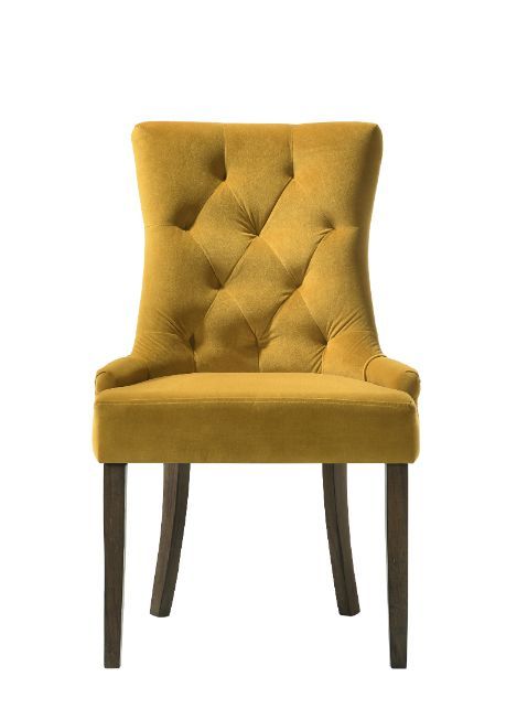 Farren - Side Chair (Set of 2) - Yellow Velvet & Espresso, light brown, view 4