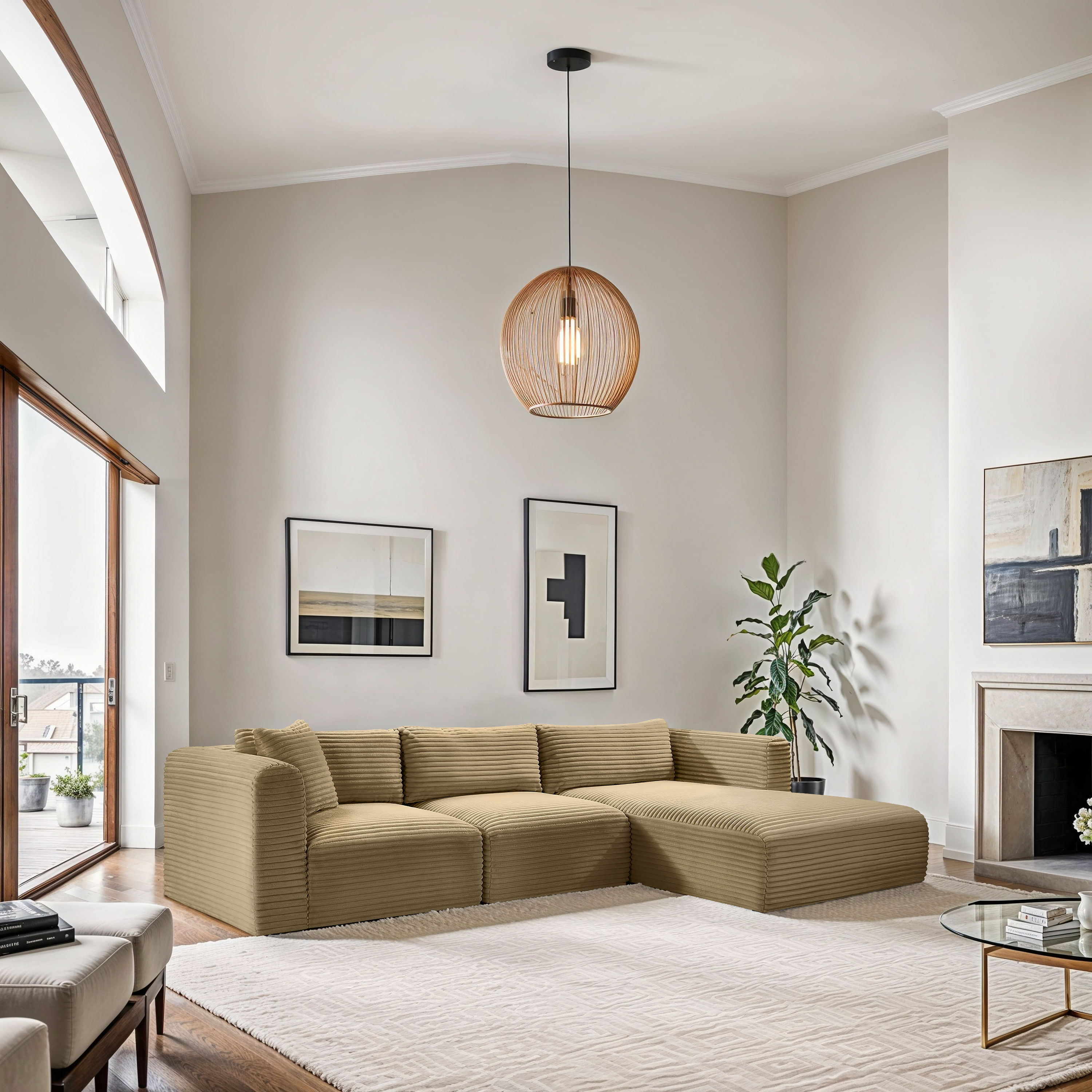 Shaggy - 3 Piece Modular Sectional - Camel