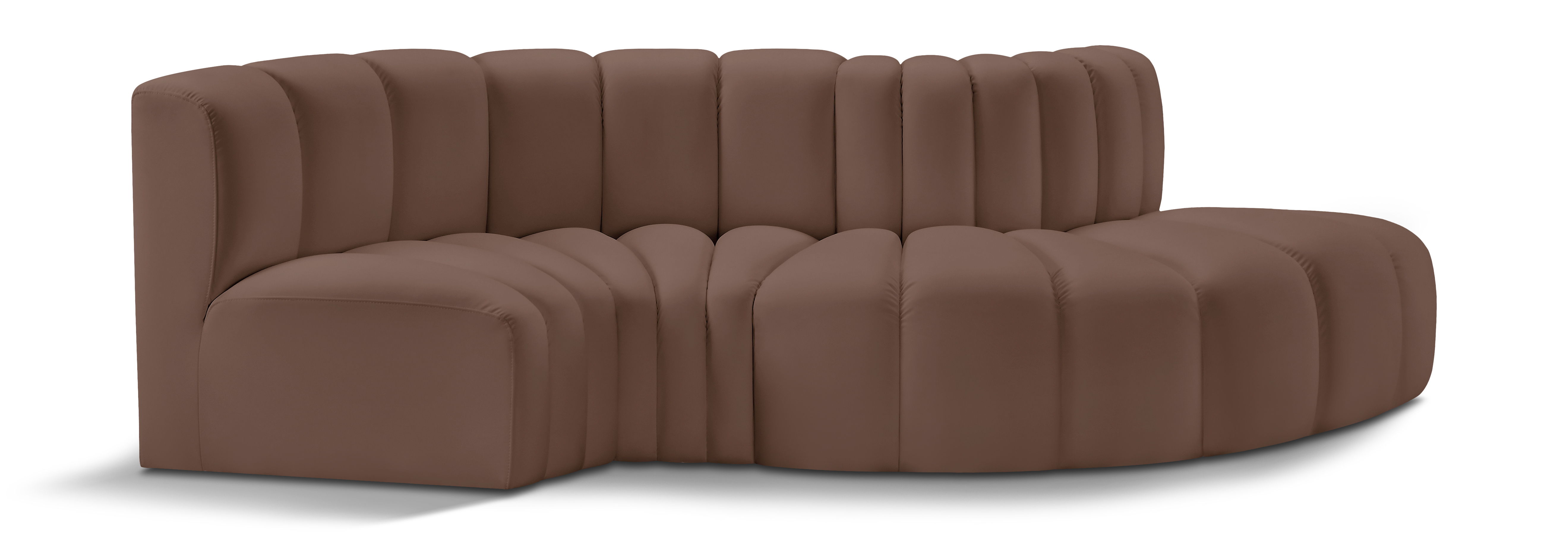 Arc - Faux Leather 4 Piece L-Shaped Modular Sofa - Brown