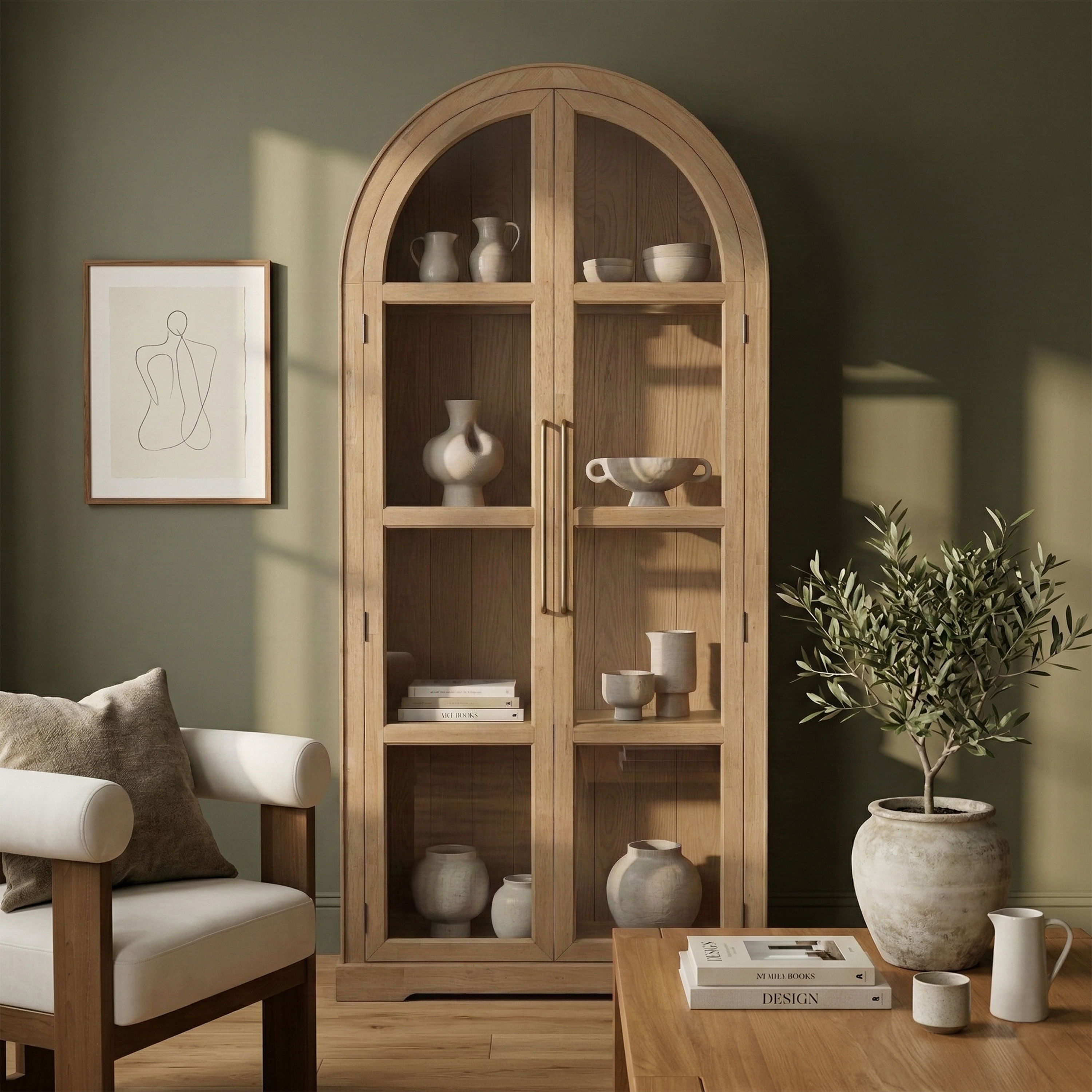 Corva - Solid Wood, Oak Veneer And Stainless Steel Storage Cabinet - Natural