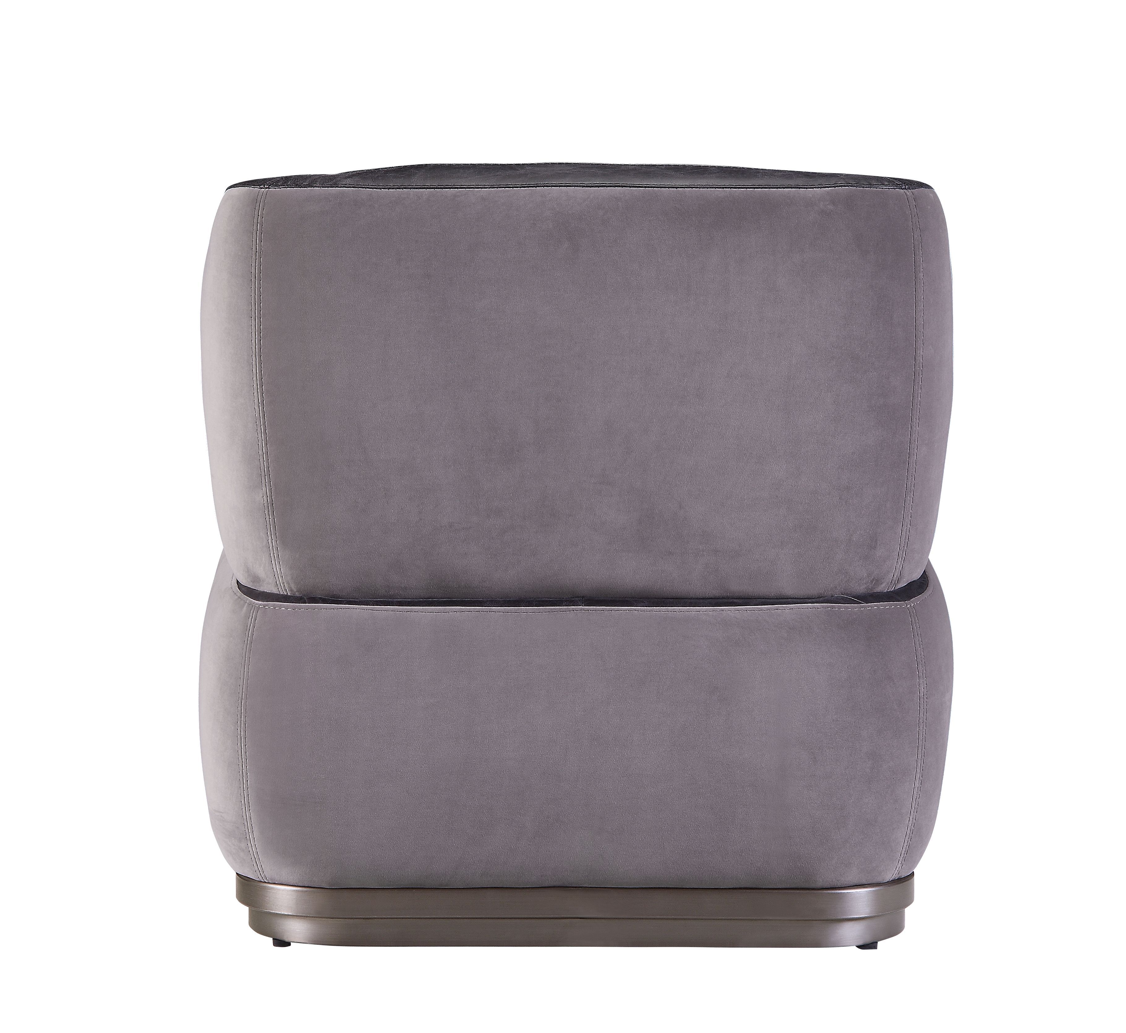 Decapree - Accent Chair - Antique Slate Top Grain Leather & Gray Velvet, dark gray, view 3