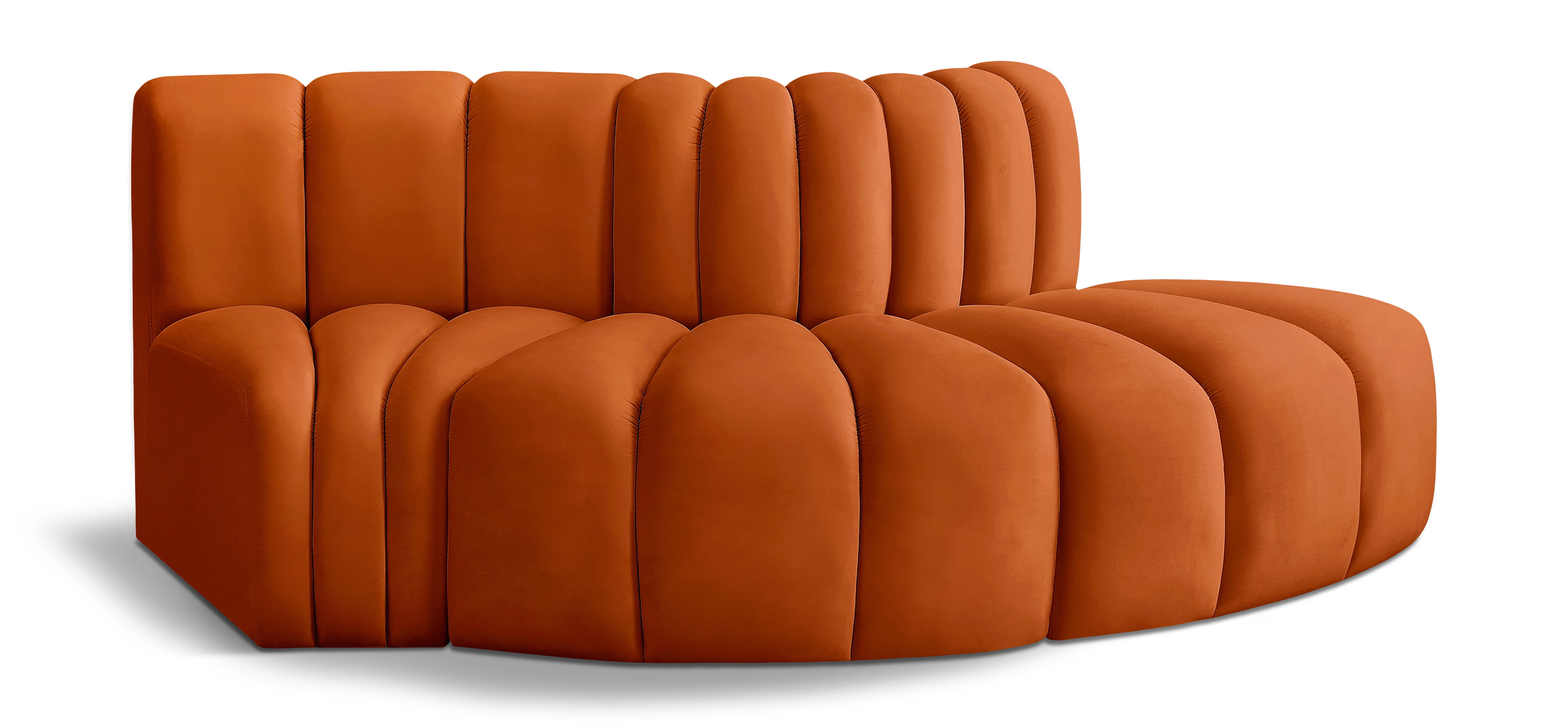 Arc - Velvet 3 Piece Modular Sofa - Cognac