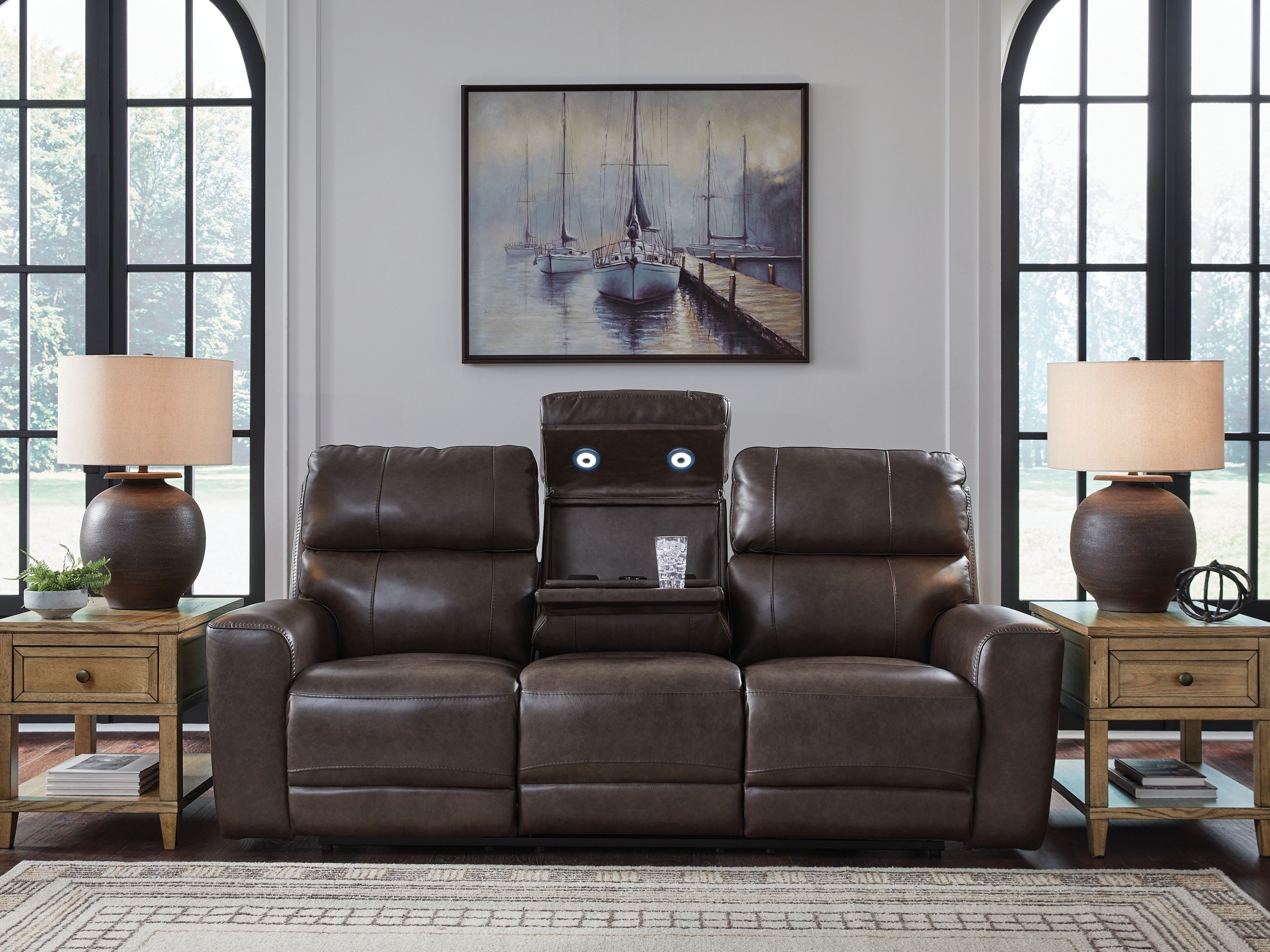 Ashley Furniture Crossplex - Power Reclining Sofa With Adjustable Headrest - Smoke - Image 5