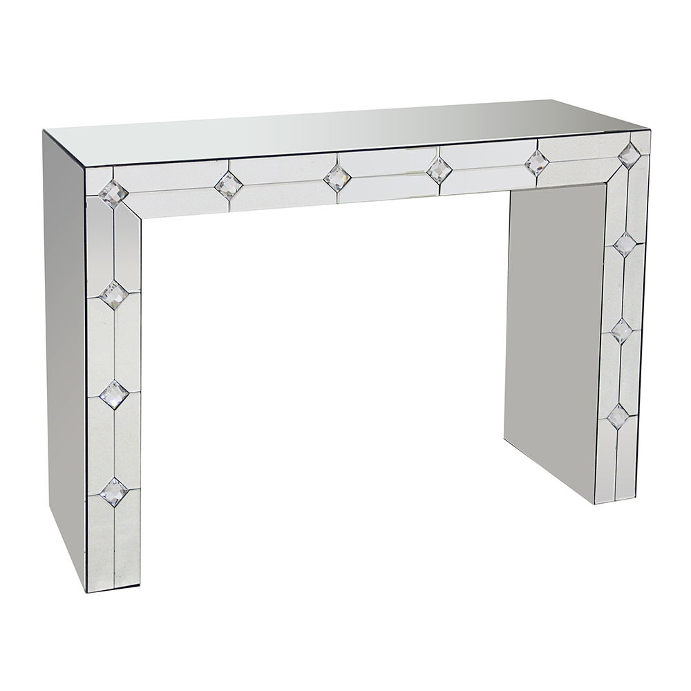 Hessa - Console Table - Mirrored & Faux Rhinestone, silver