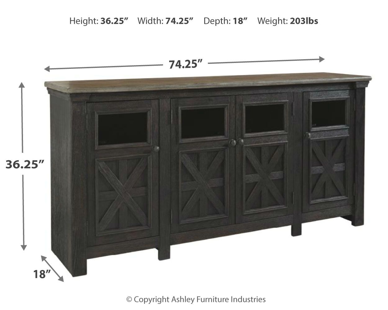 Ashley Furniture Tyler Creek - Extra Large TV Stand - Black / Gray - Image 4