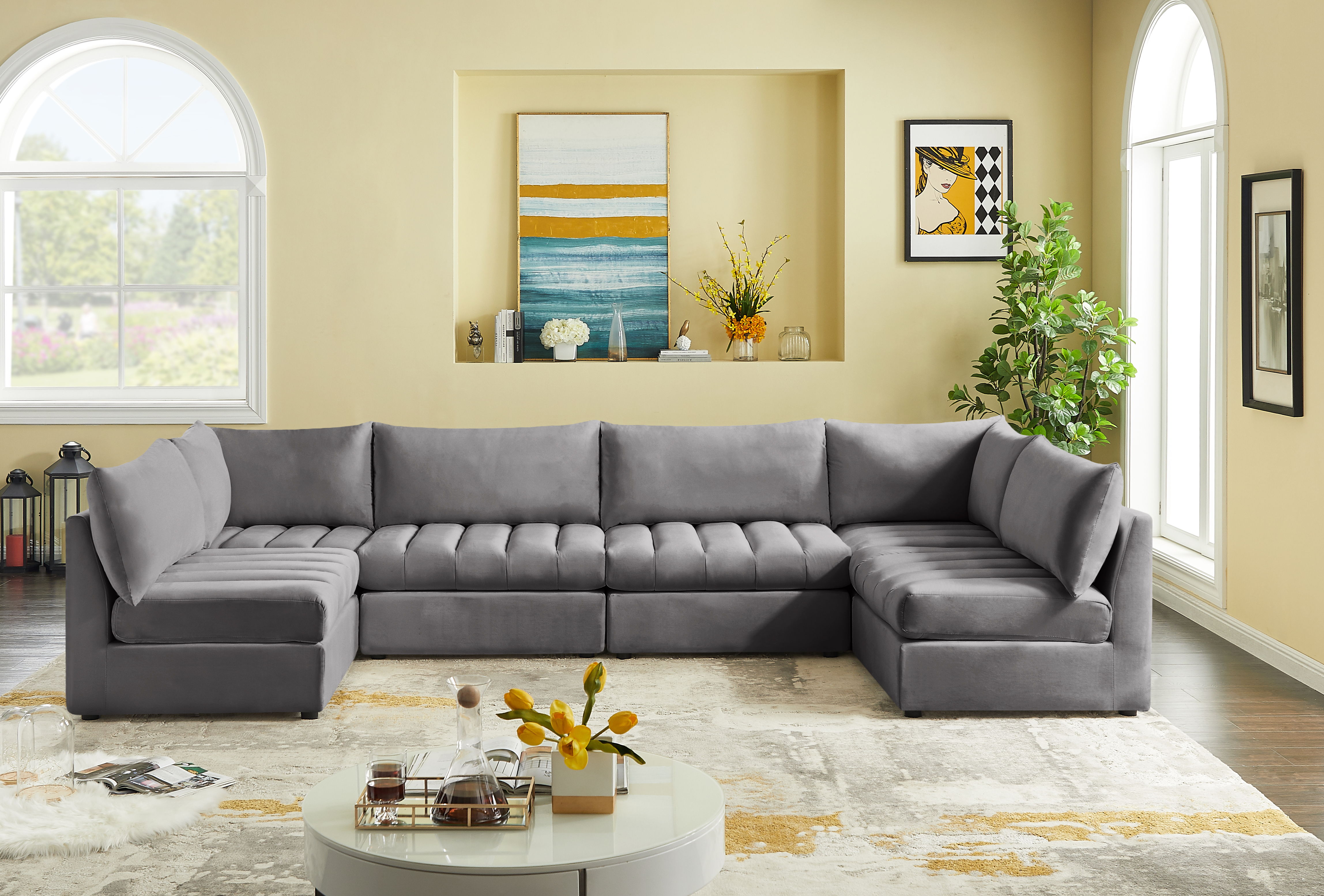 Jacob - Modular U-Shaped Sectional 6 Piece - Gray