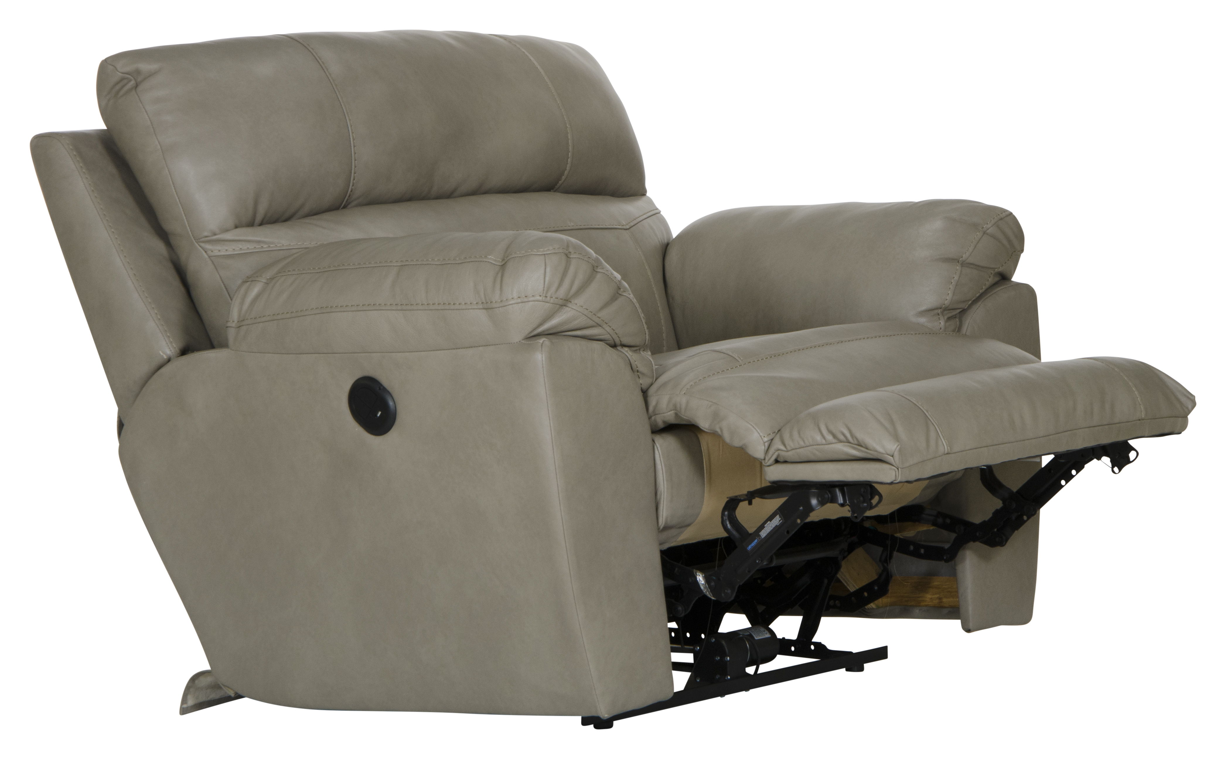 Costa - Top Grain Italian Leather Power Lay Flat Recliner - Putty