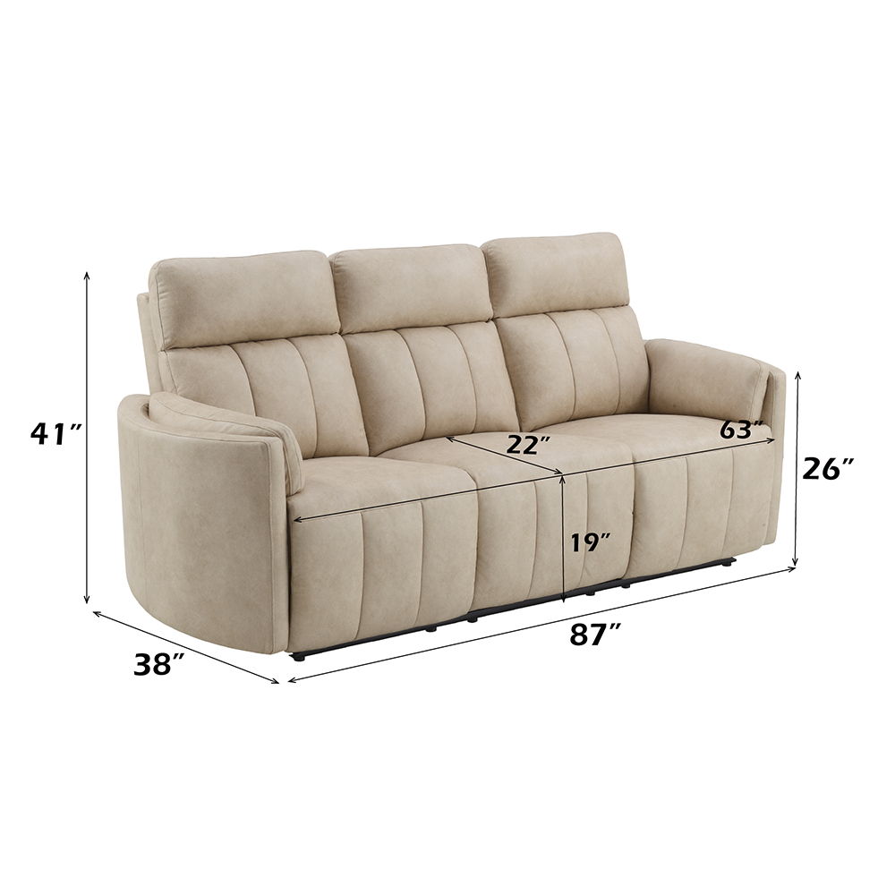 Elison - Motion Sofa - Dark Beige Polish Microfiber, beige, view 8