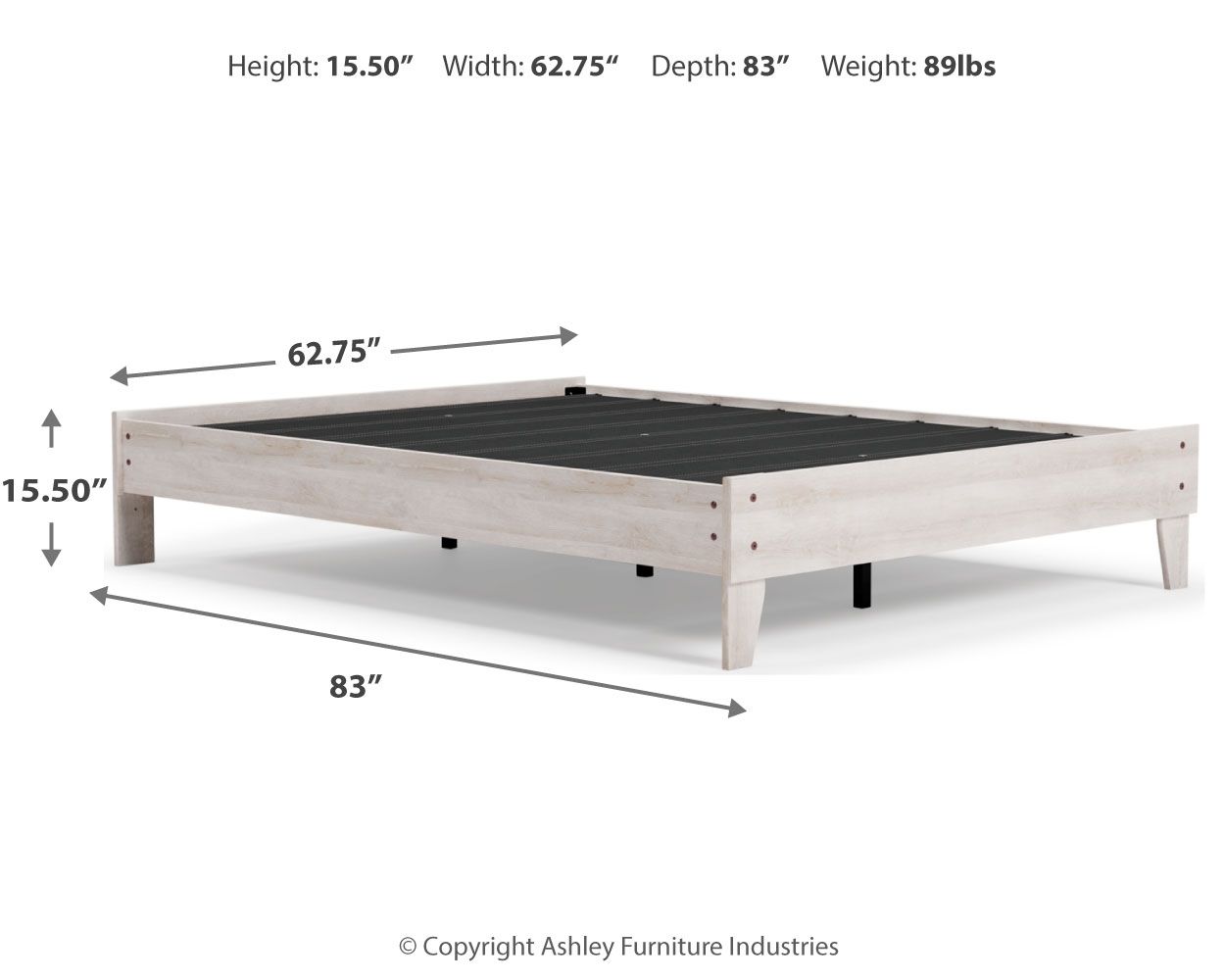 Shawburn - Queen Platform Bed - Whitewash, white, view 5