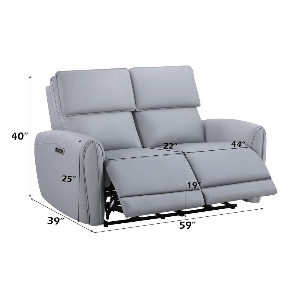 Jeromie - Power Motion Loveseat With USB Port - Gray Synthetic Leather, light gray, view 7