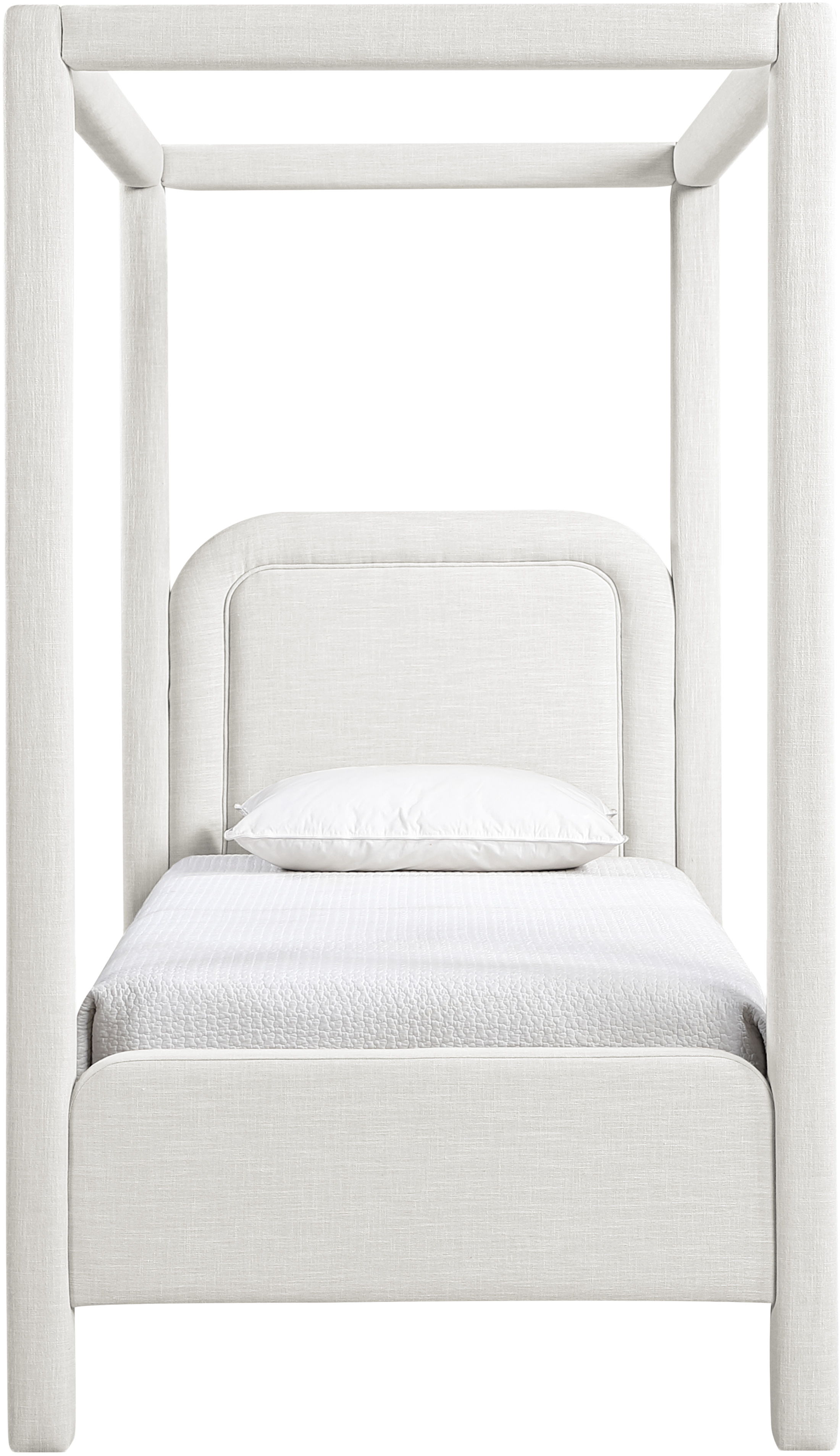 Salina - Linen Textured Fabric Upholstered Twin Bed - Cream