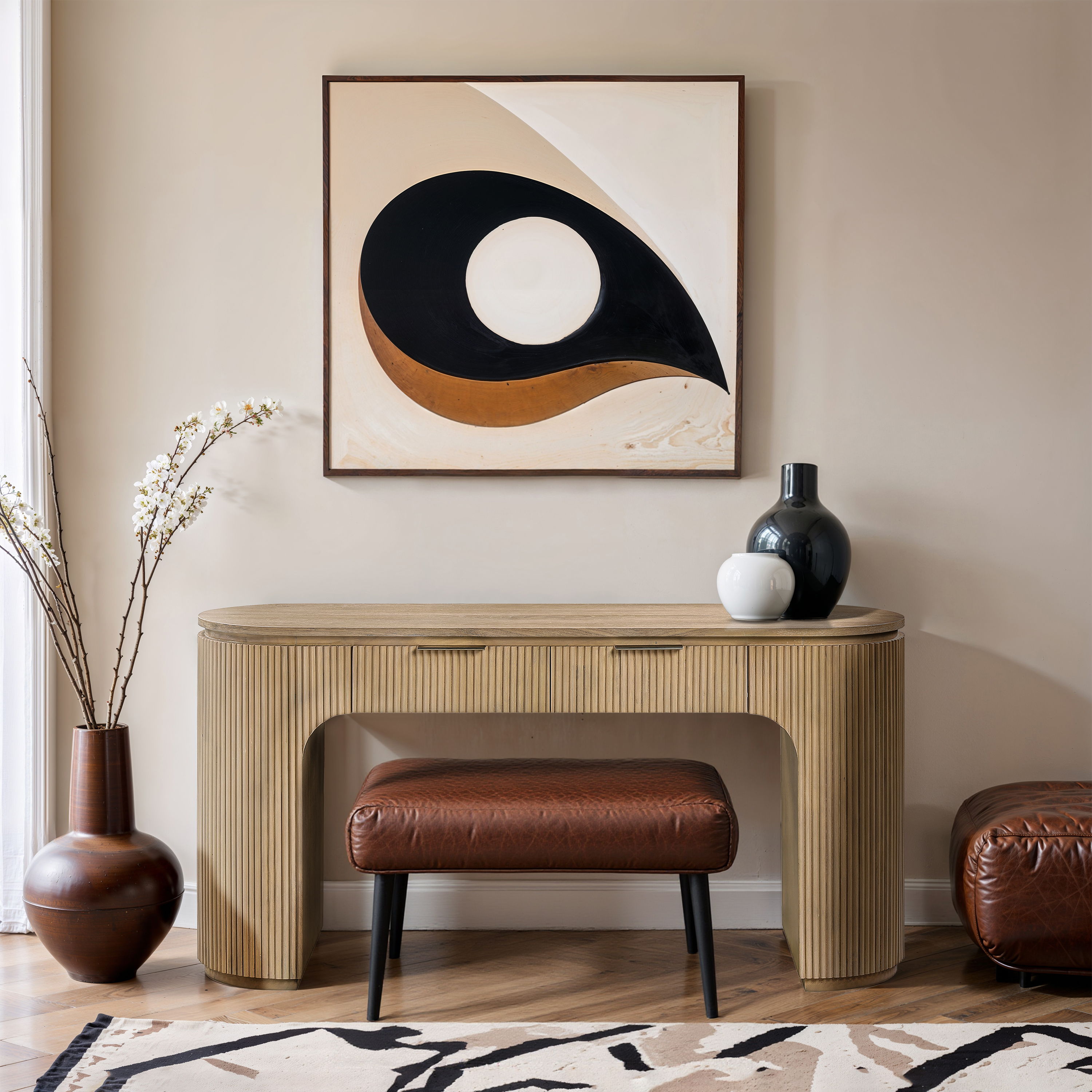 Astrid - Solid Wood And Oak Veneer Desk - Natural