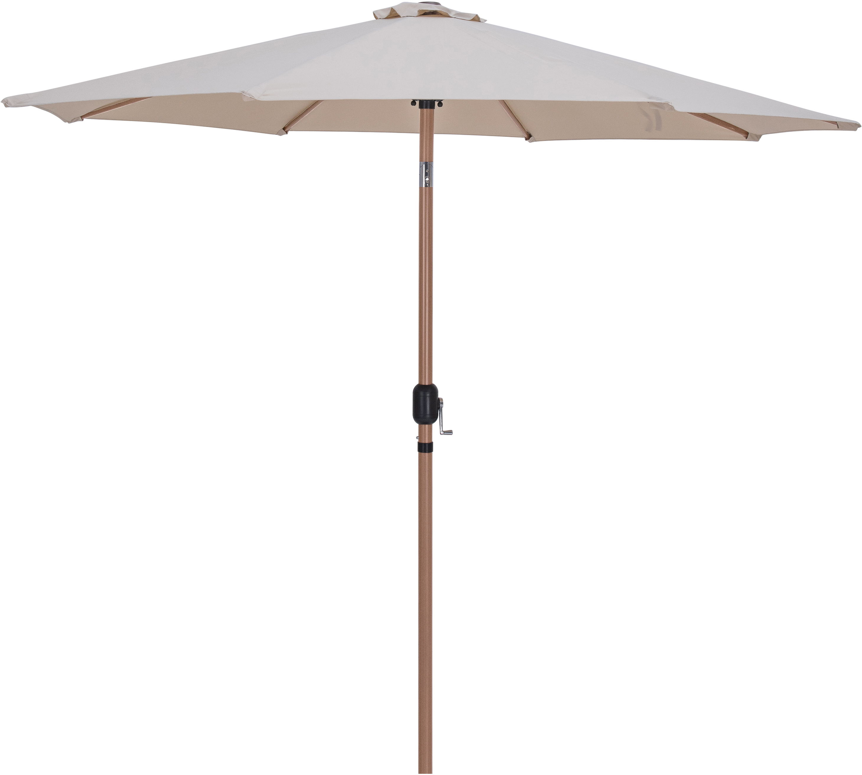 Fiji - Aluminum Patio Umbrella With Square Black And Teak Base - Beige