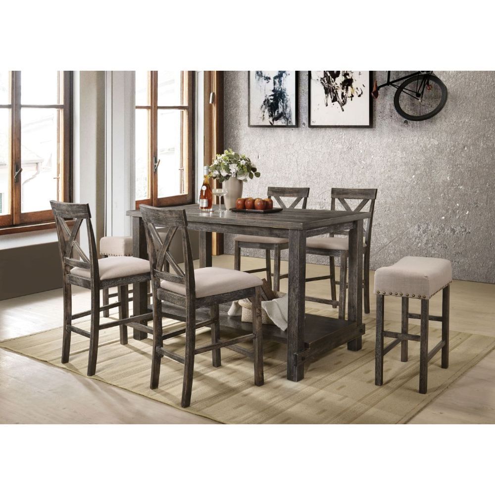 Martha II - Counter Height Table - Weathered Gray, dark gray