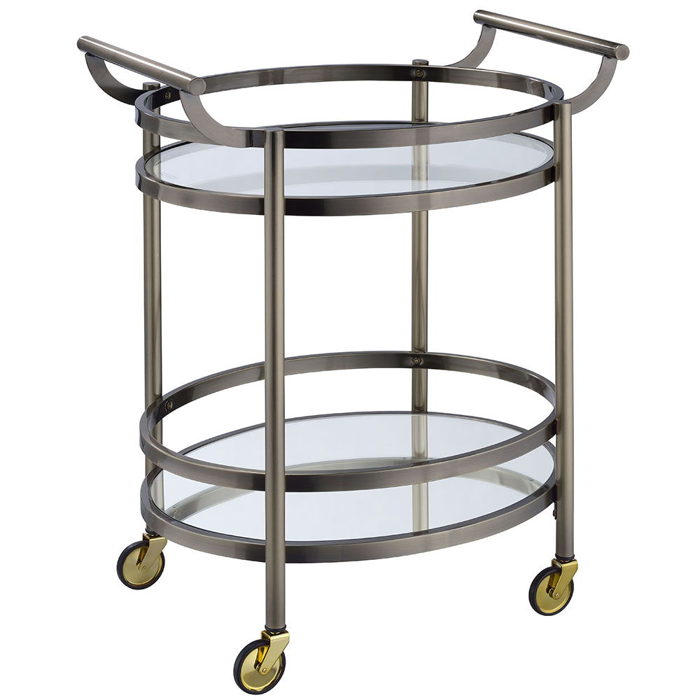 Lakelyn - Serving Cart - Clear Glass & Brushed Bronze, bronze, view 2