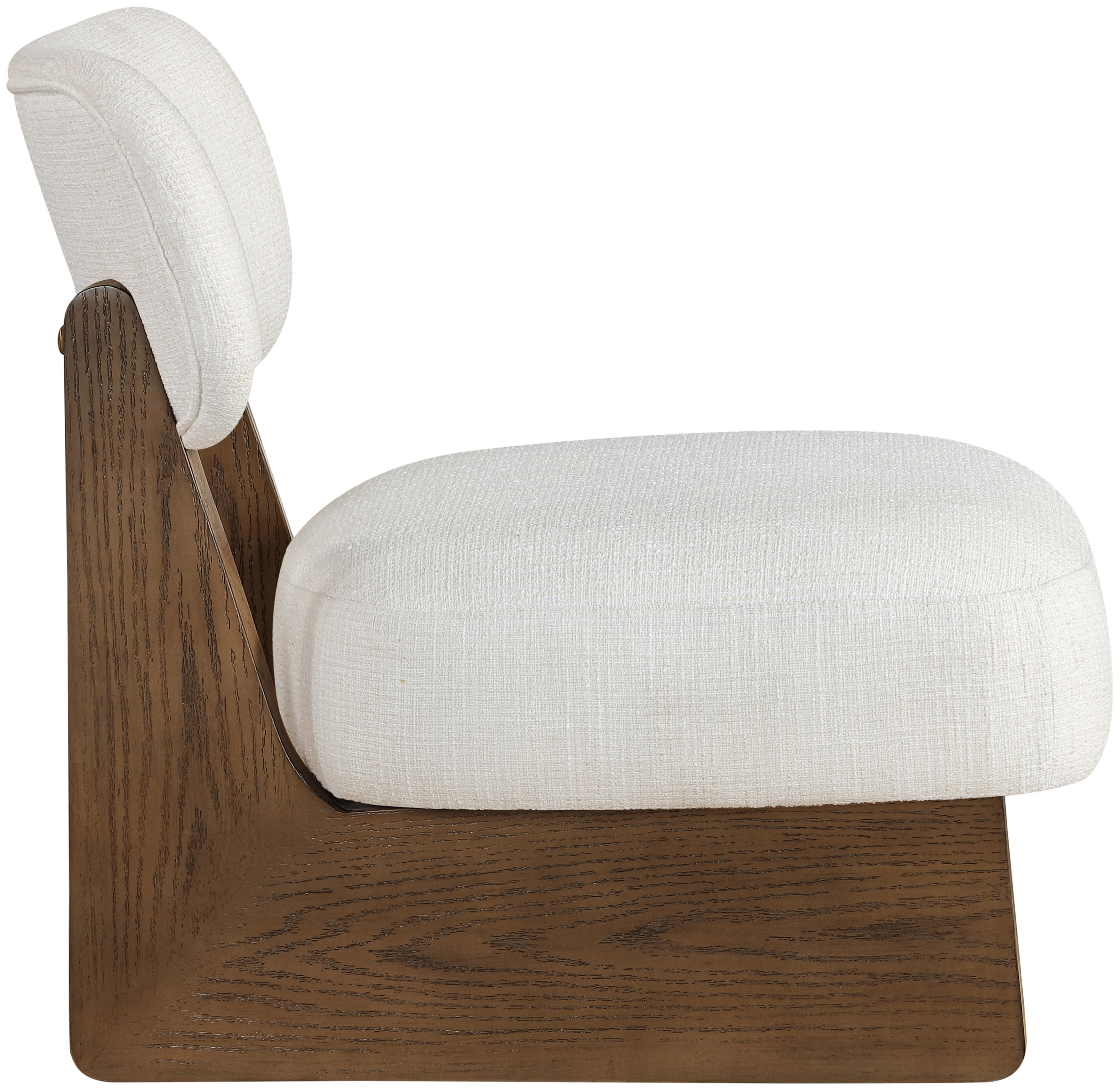 Vetra - Linen Textured Fabric Upholstered Accent Chair - Cream / Painted Brown