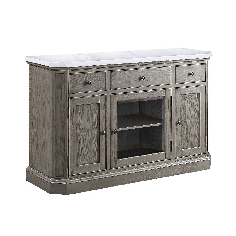 Zumala - Server - Marble Top & Weathered Oak, light brown, view 2