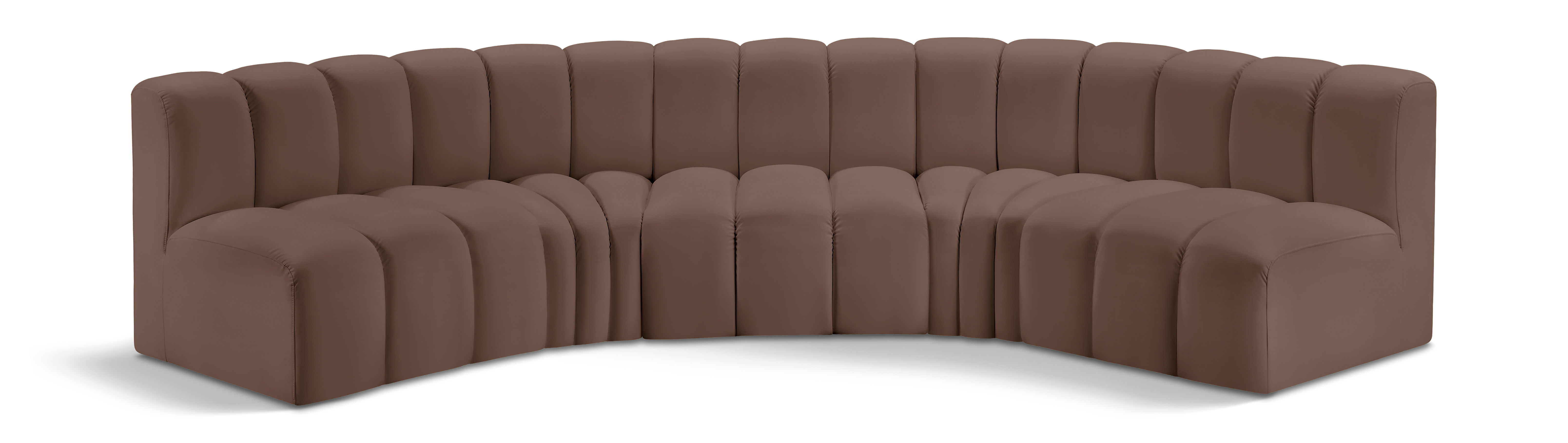 Arc - Faux Leather 5 Piece U-Shaped Modular Sofa - Brown