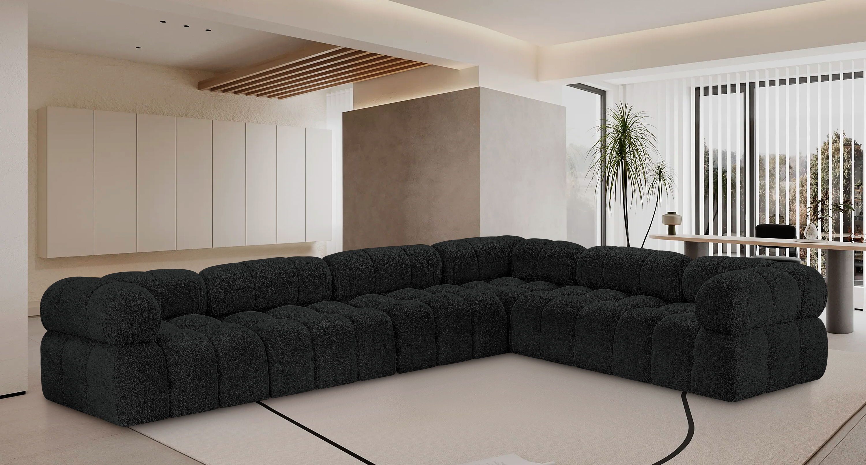 Ames - 6 Piece Modular Corner Sectional - Black