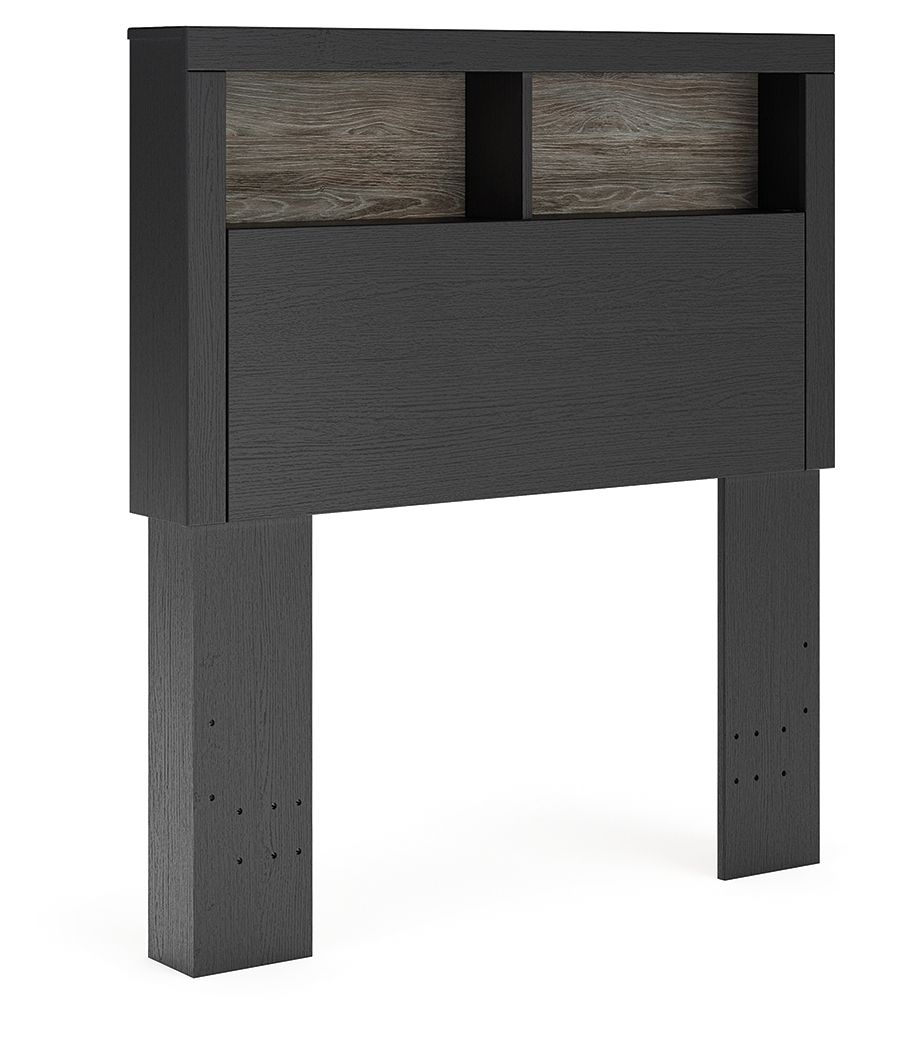 Broachmyn – Twin Bookcase Headboard – Black / Gray