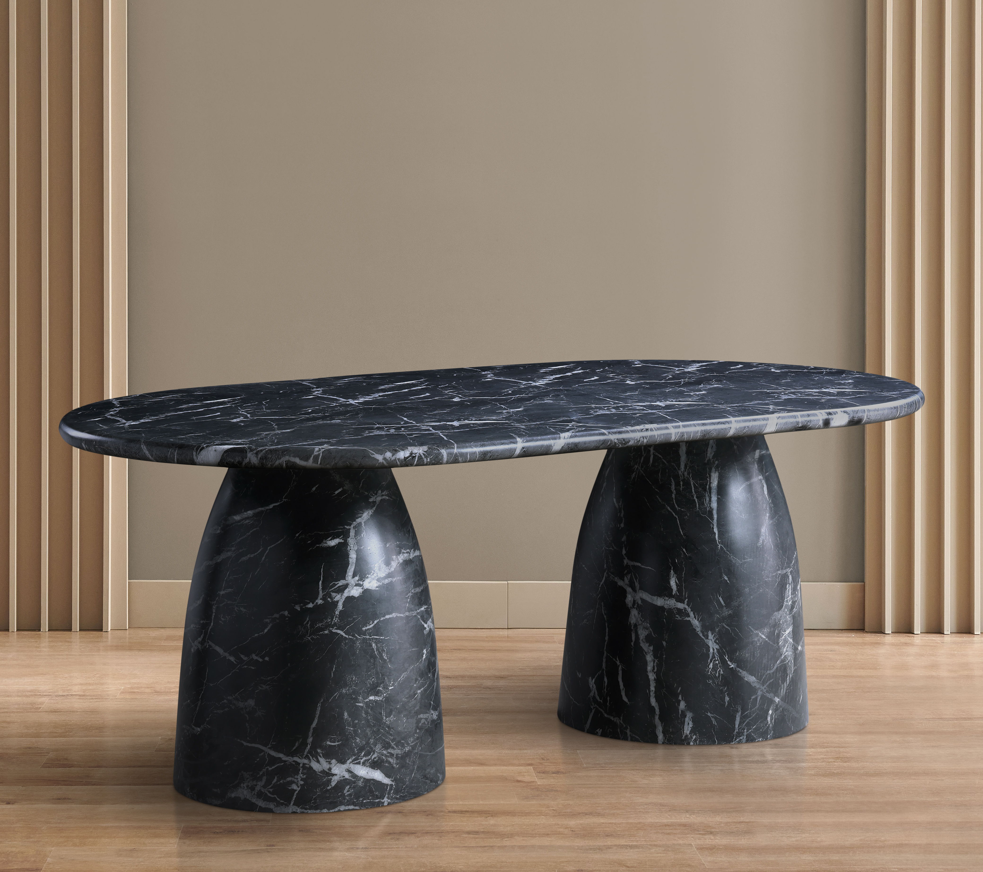 Cosenza - 78" Marble Finish Concrete Dining Table - Black