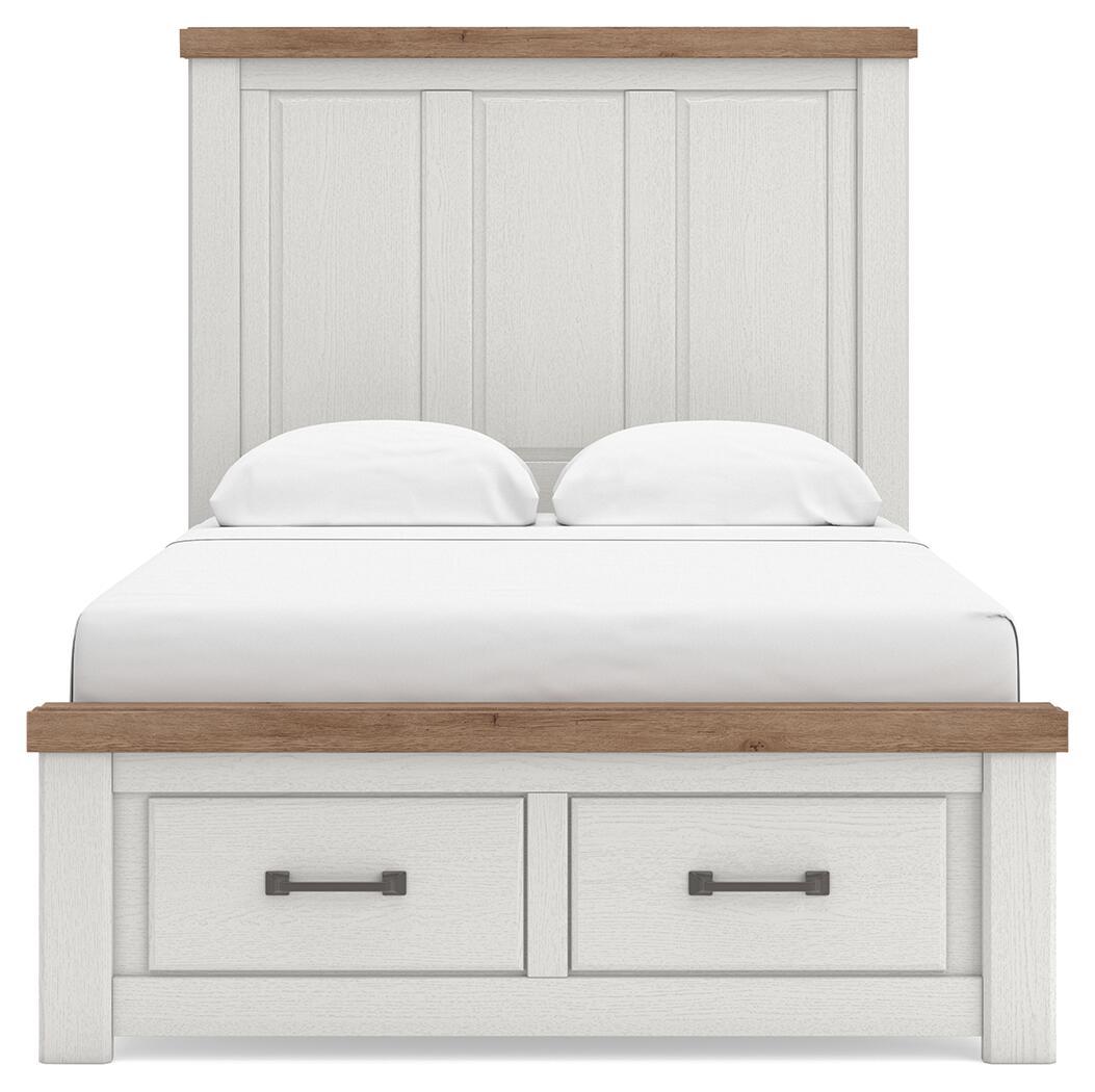 Savonport - Full Panel Storage Bed With Storage Footboard - White / Brown