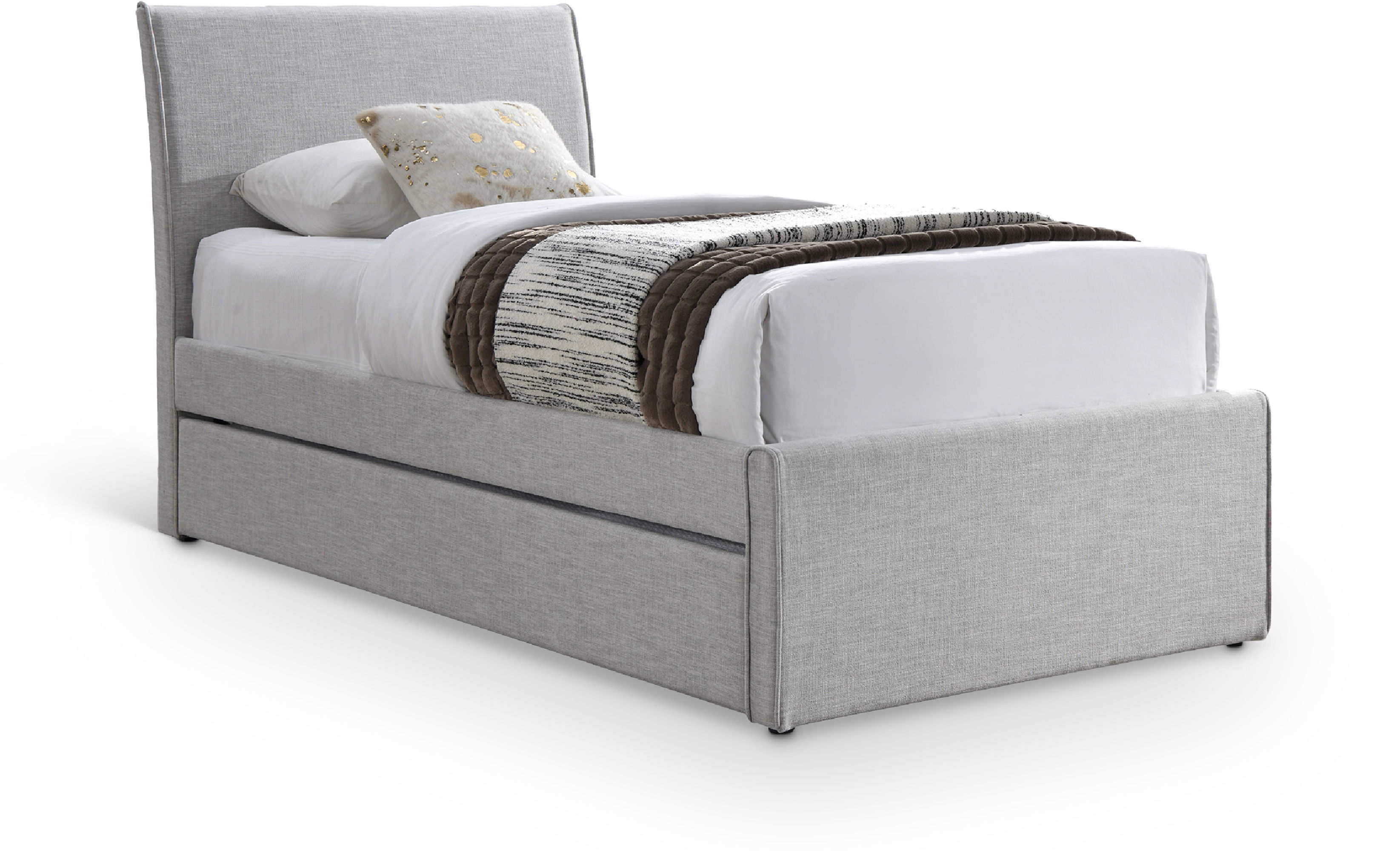 Myles - Linen Twin Trundle Bed - Gray