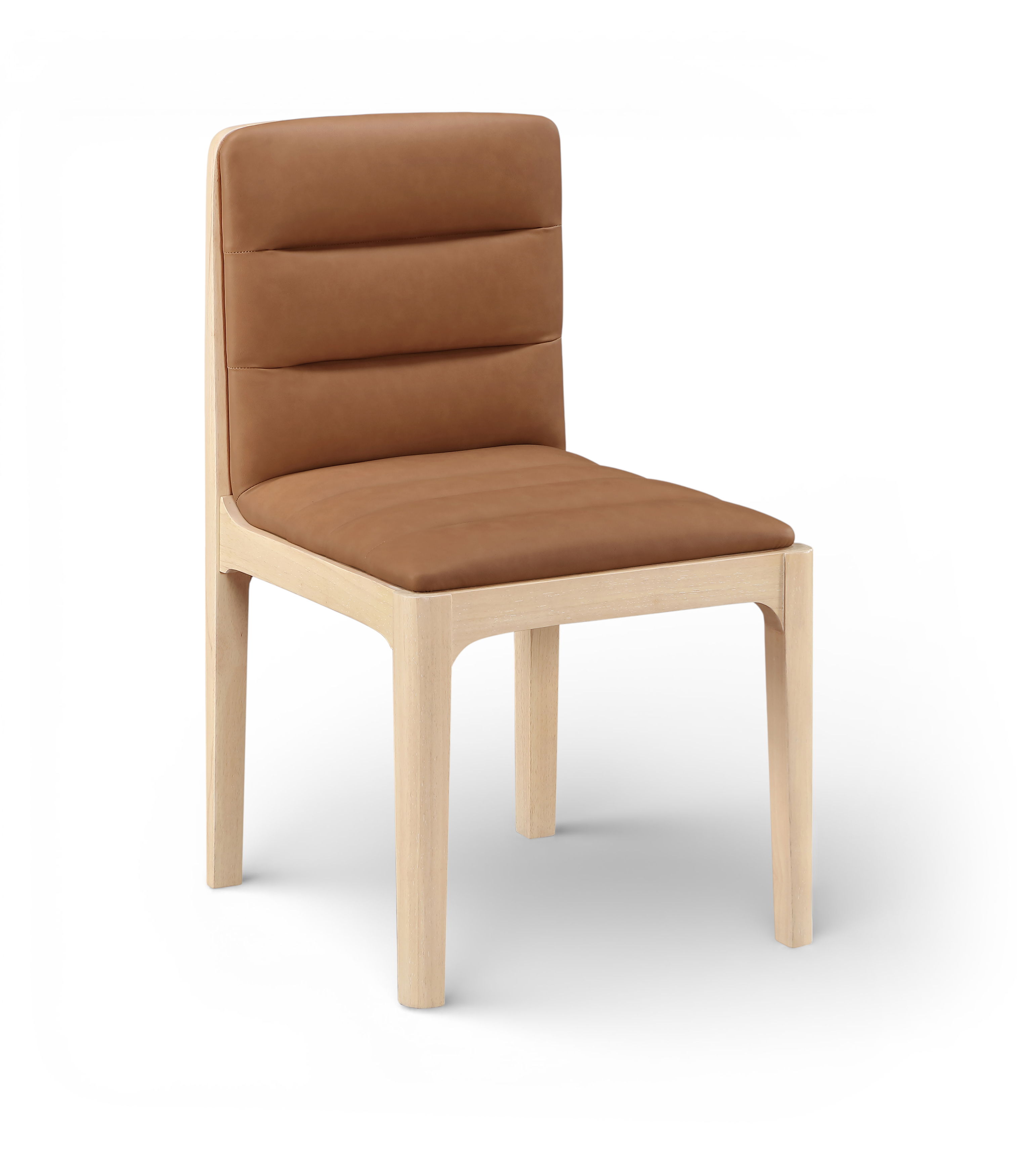 Ellis - Vegan Leather Upholstered Dining Chair (Set of 2) - Cognac / Natural